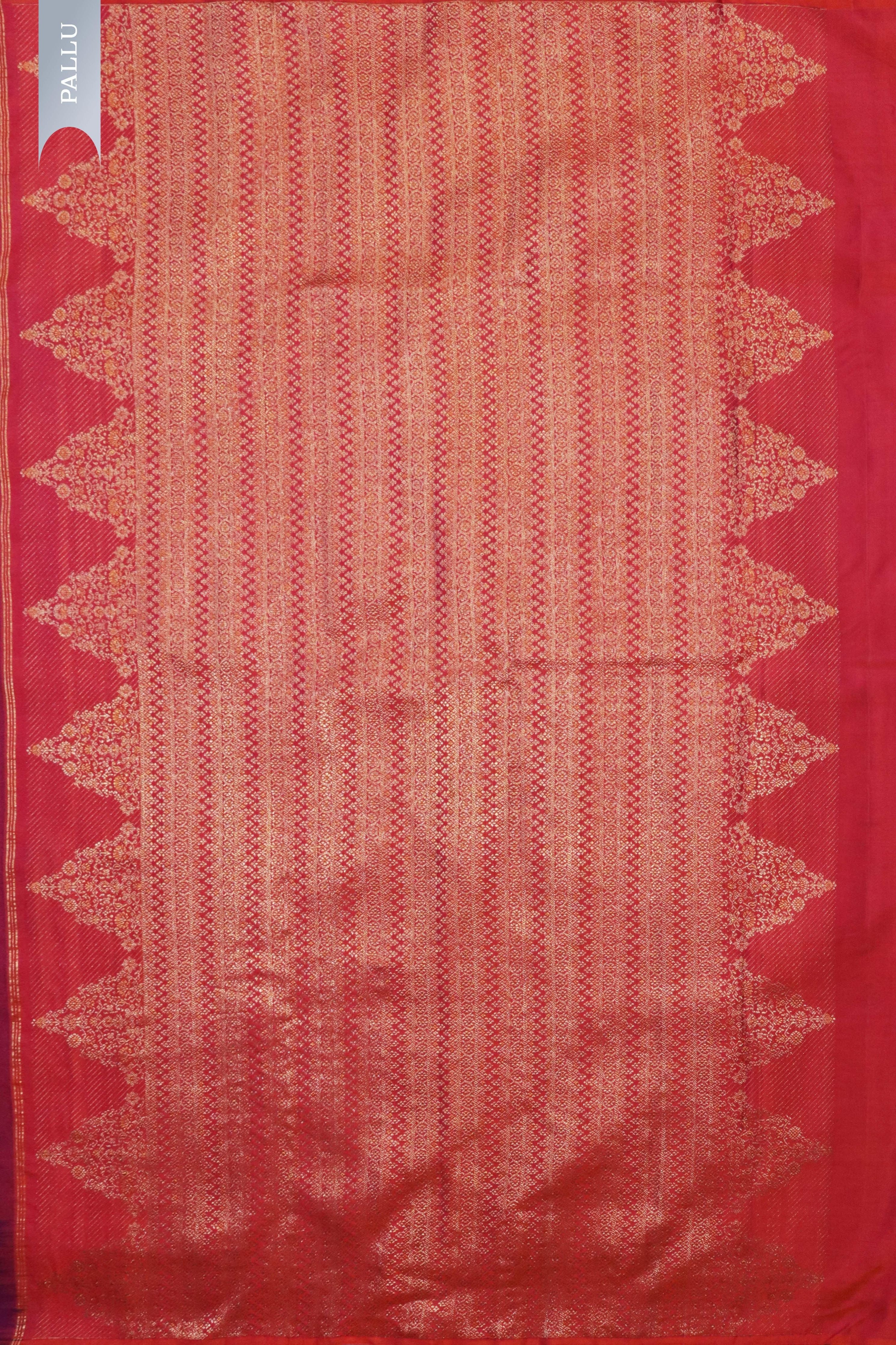 Purple Kanchivaram Silk Saree with Striped Weave - Mokshaa