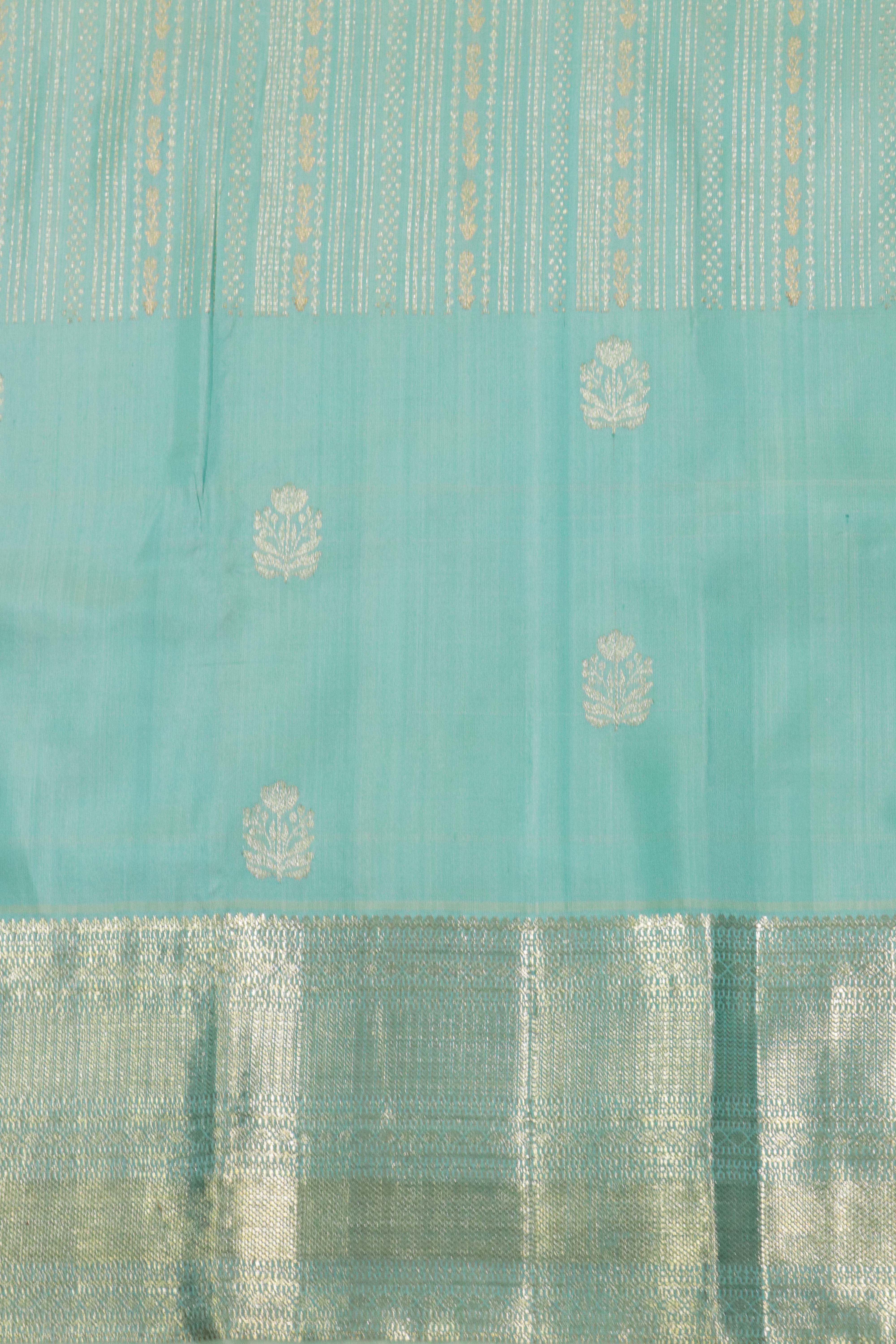 Elegant Ice Blue Kanchivaram Silk Saree with Zari Borde