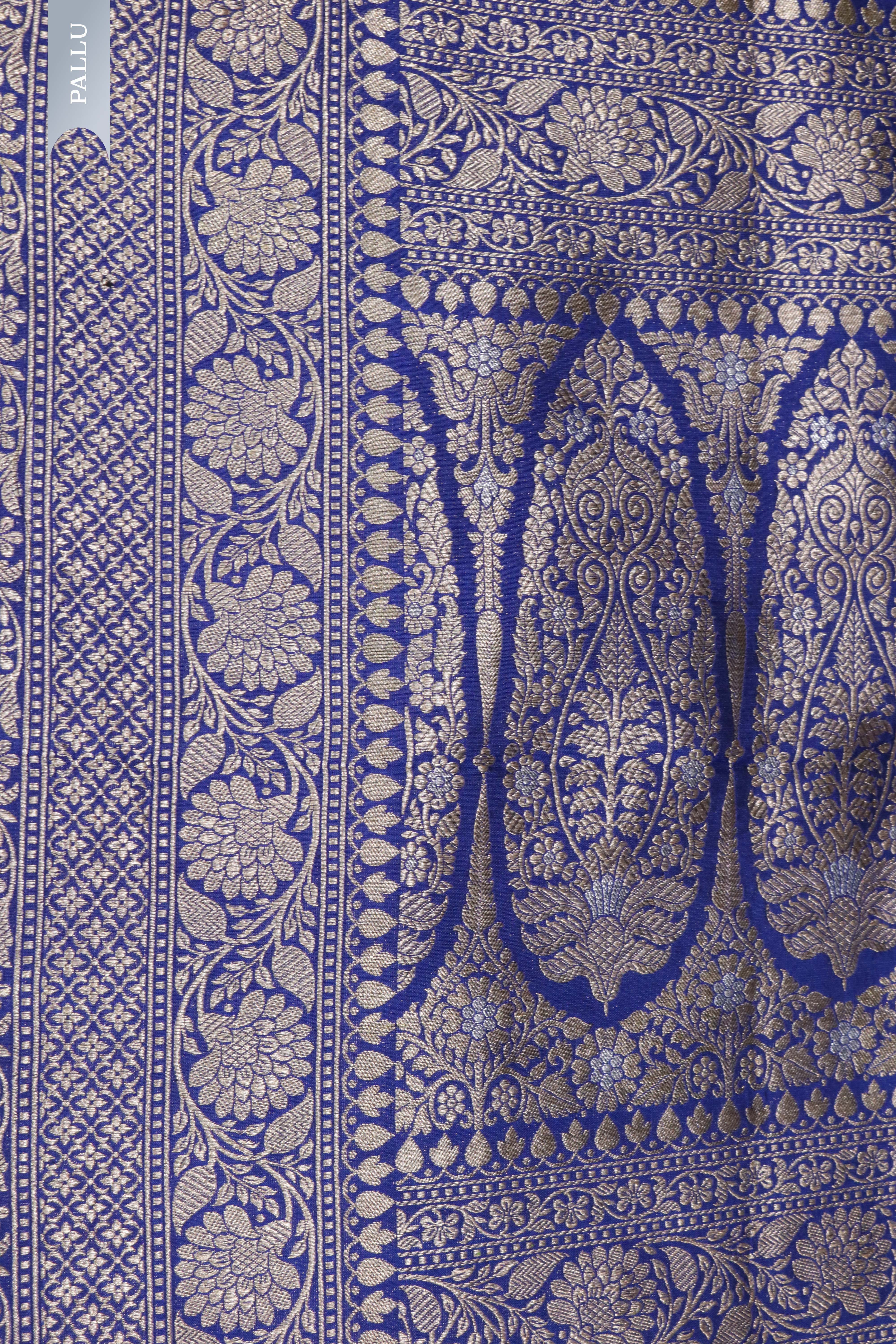 Royal Blue Banarasi Zari Butti Saree