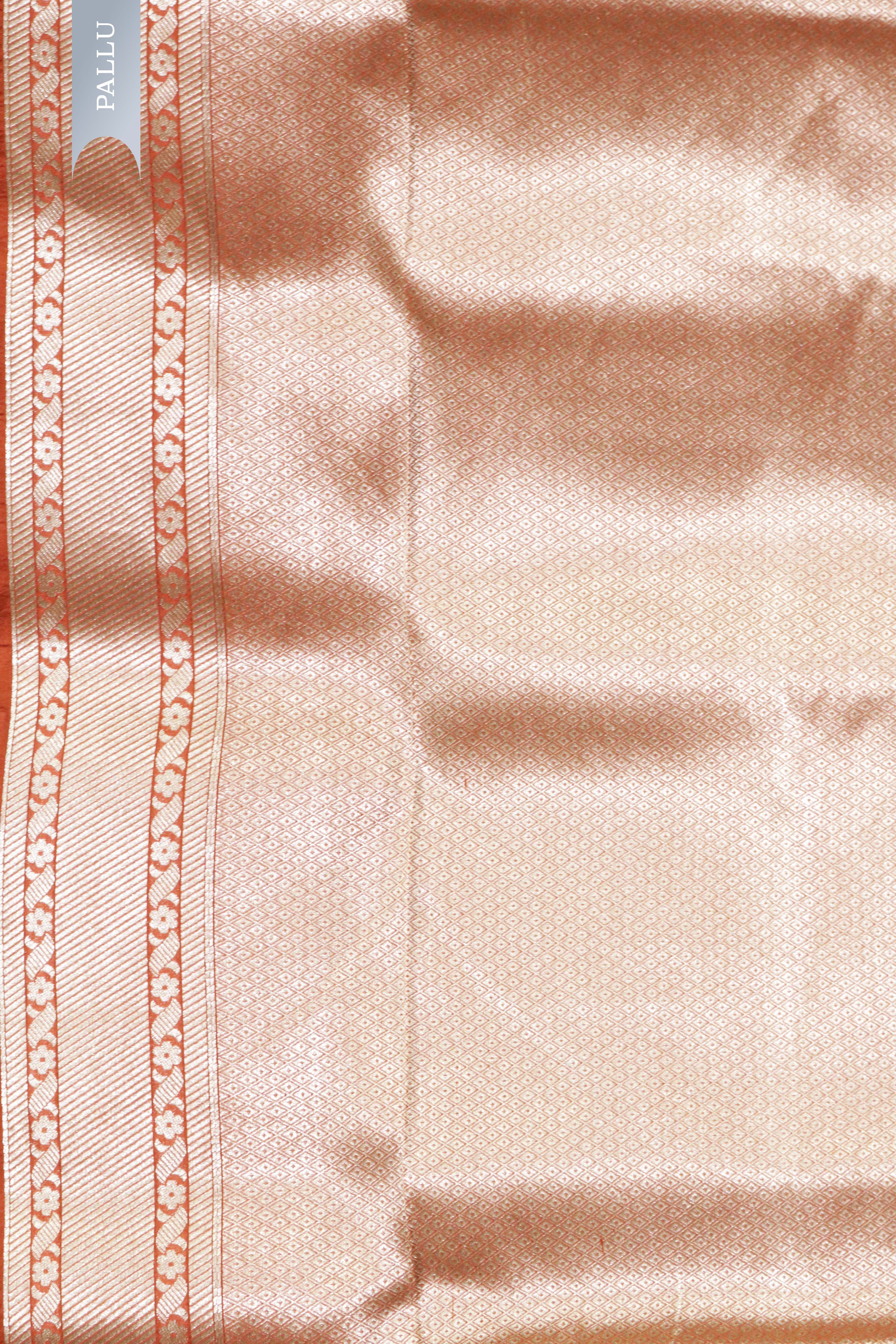 Orange Banarasi Silk Saree with Brocade Zari Jaal and Zari Border
