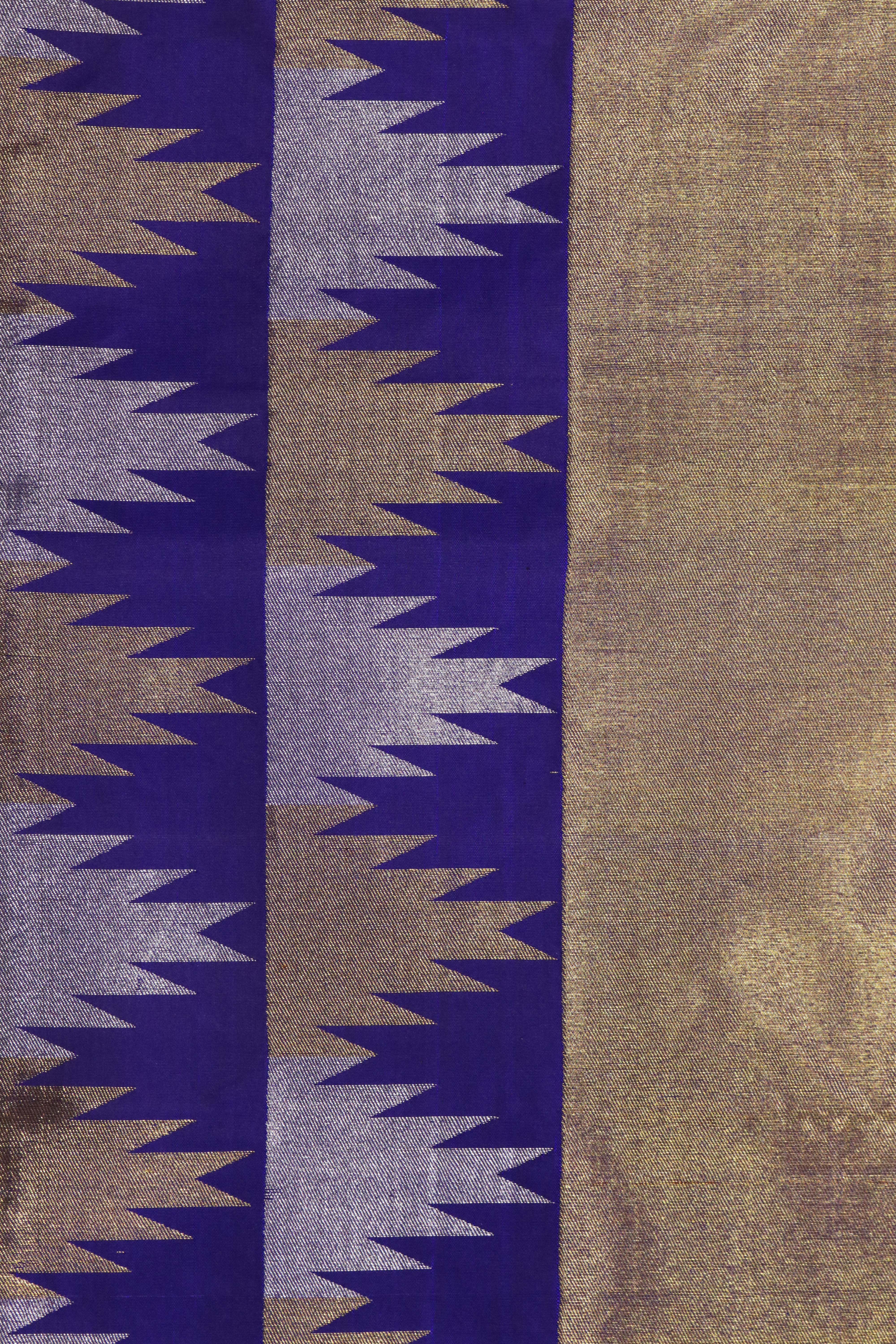Purple Kanchivaram Silk Saree with Temple Zari Border