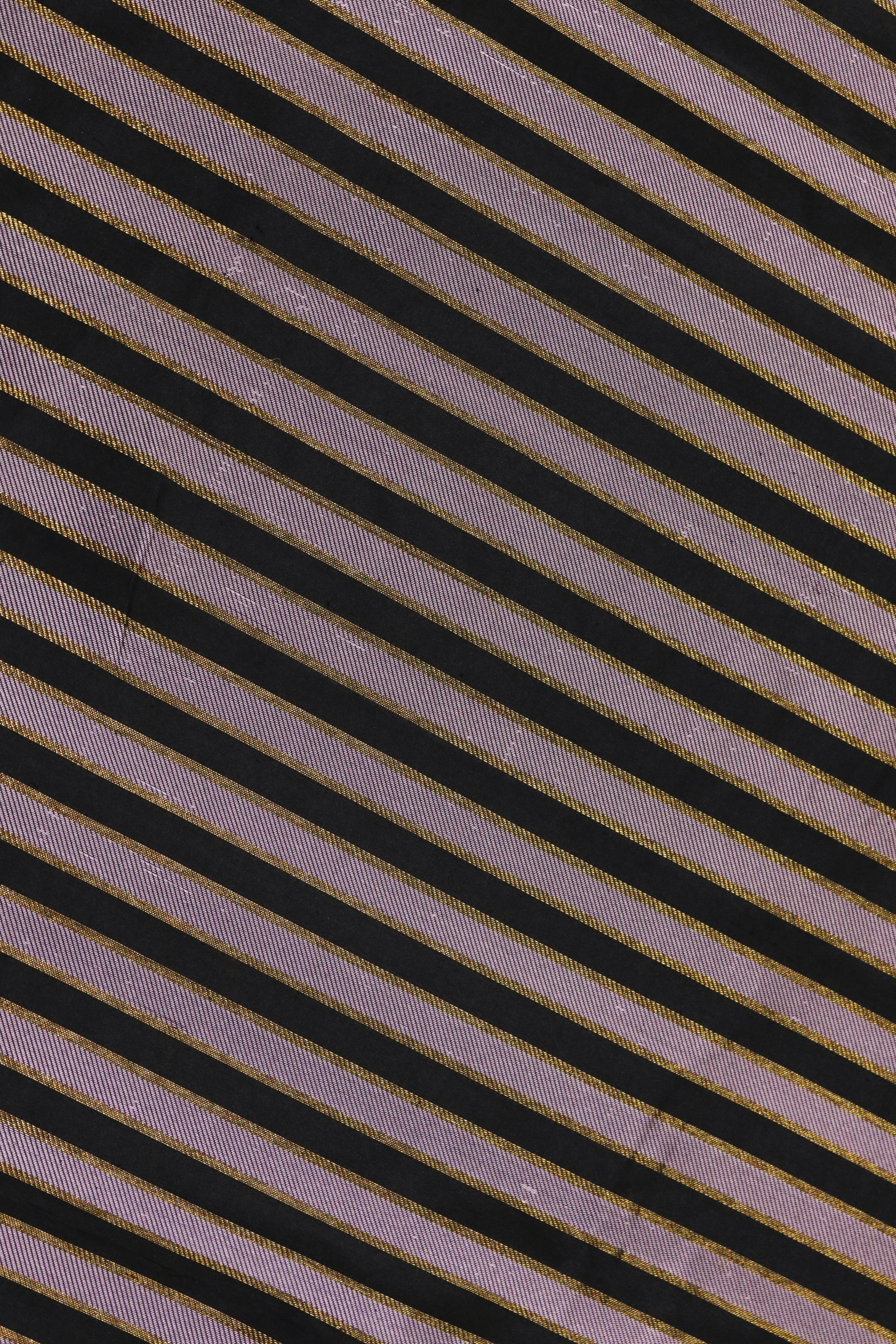 Black Kanchivaram Silk Saree with Golden Stripes & Buttas Border
