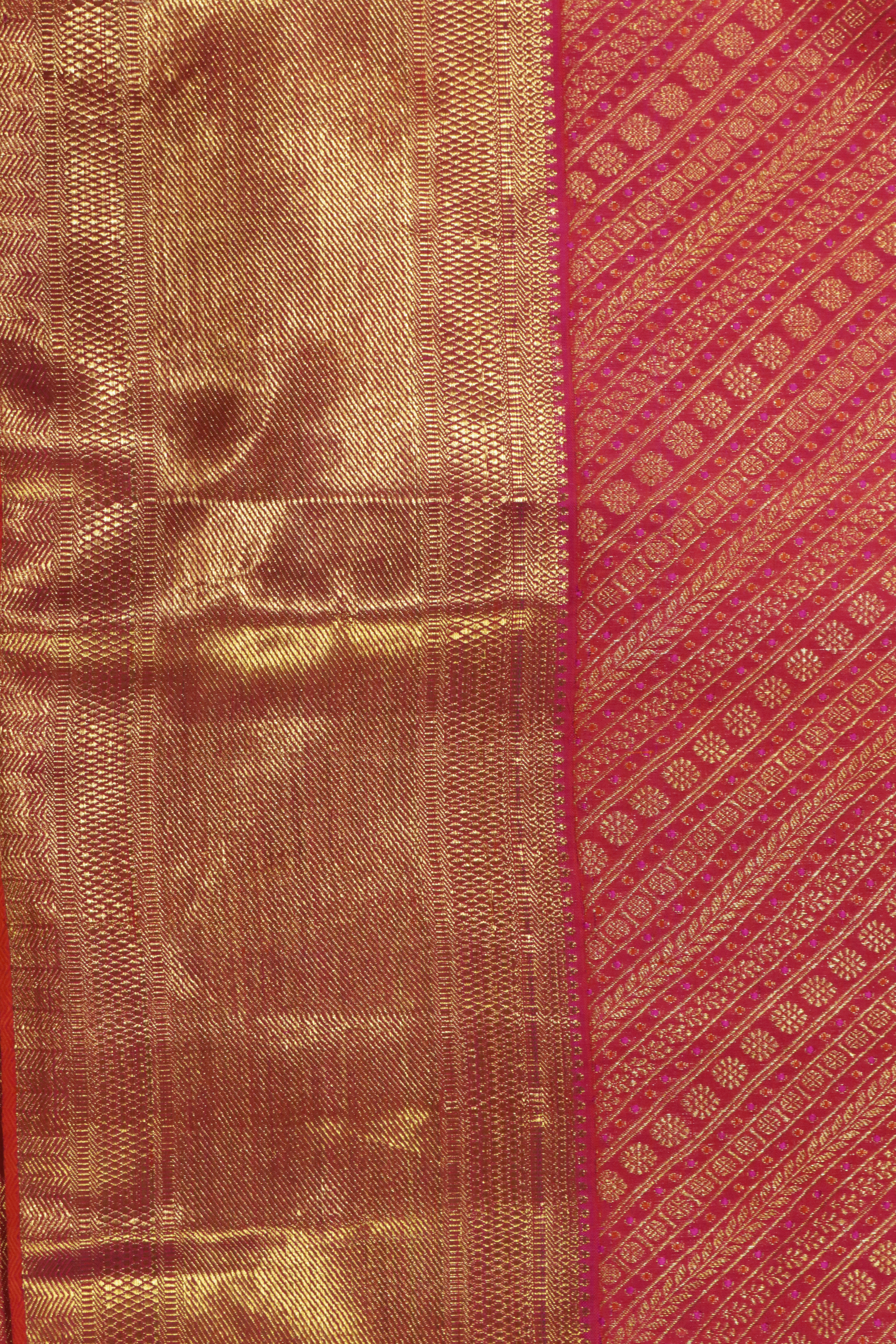 Coral Pink Kanchivaram Silk Saree with Meena Weaving