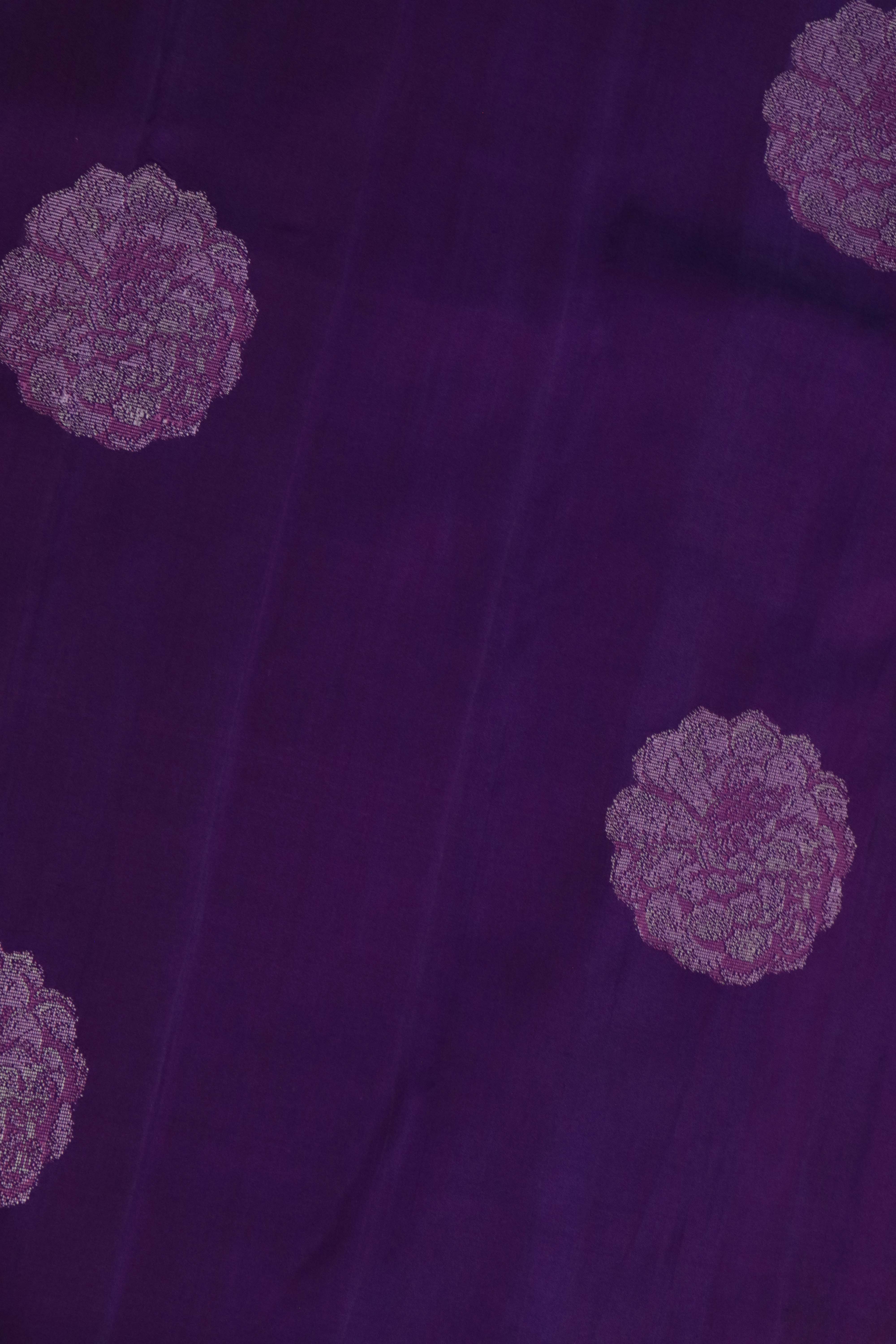 Purple Kanchivaram Silk Saree with Thread Butta