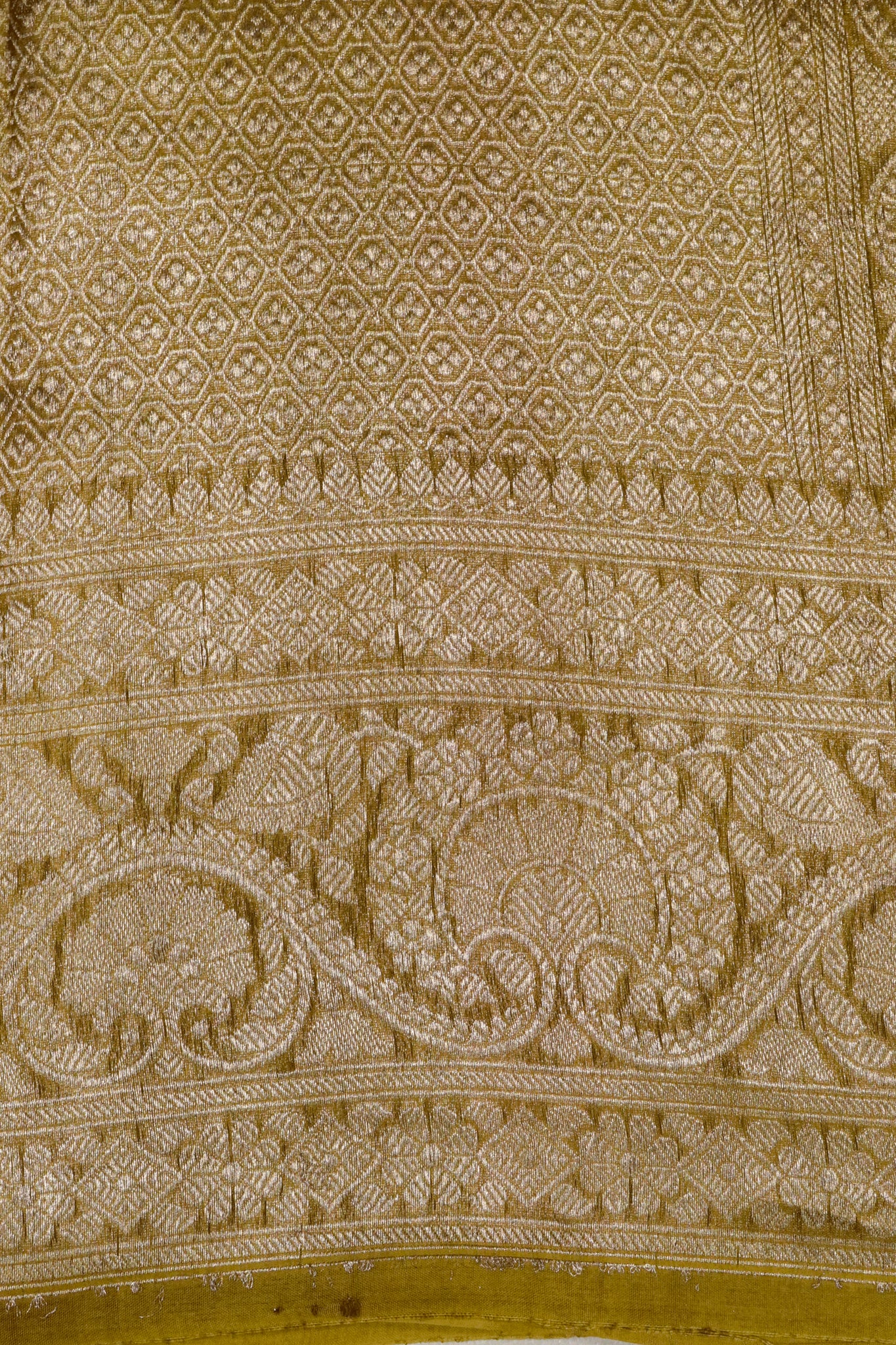 Dusty Mauve Banarasi Kora Saree with Gold & Silver Motifs