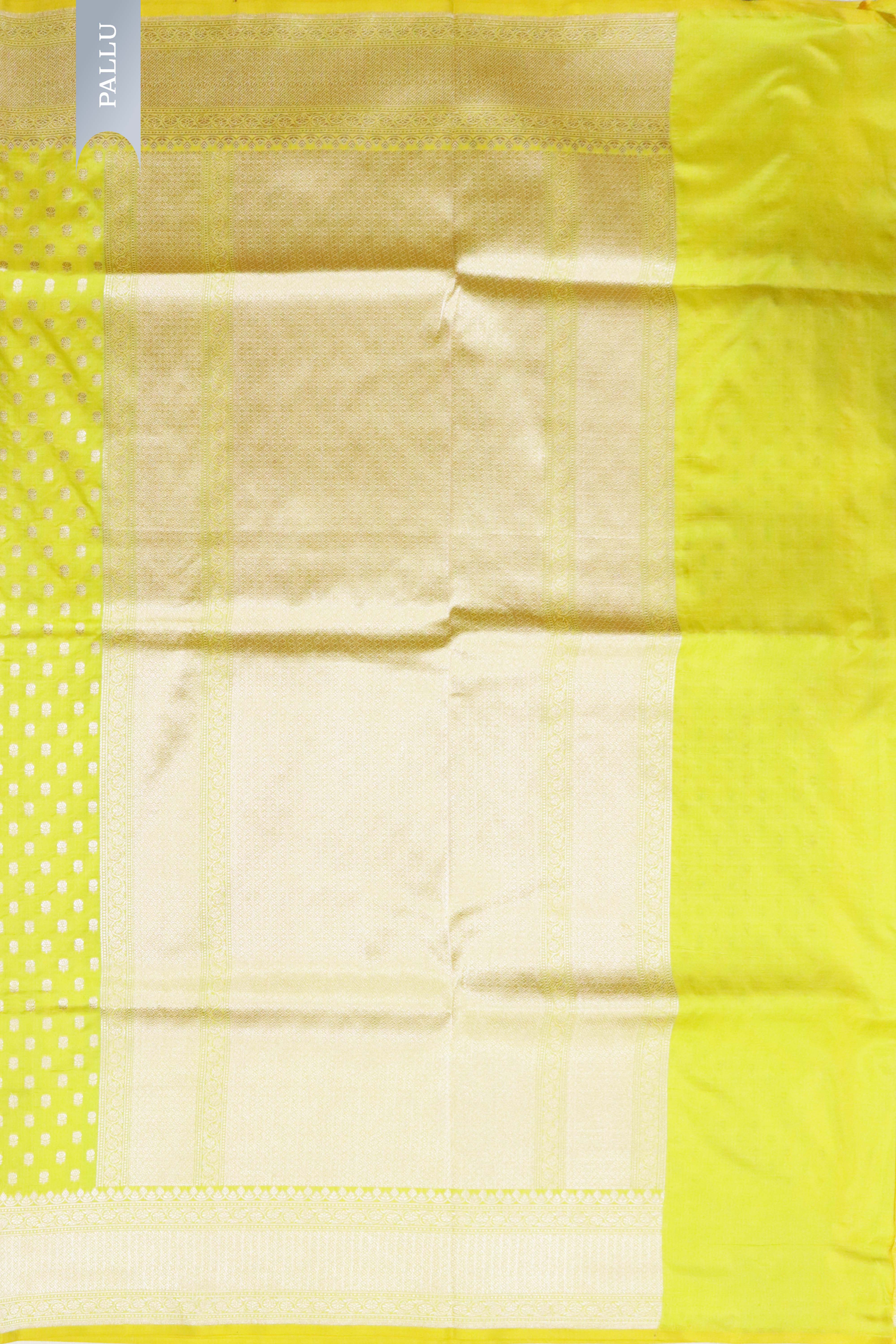 Lemon Yellow Banarasi Silk Saree with Small Butti & Zari Border