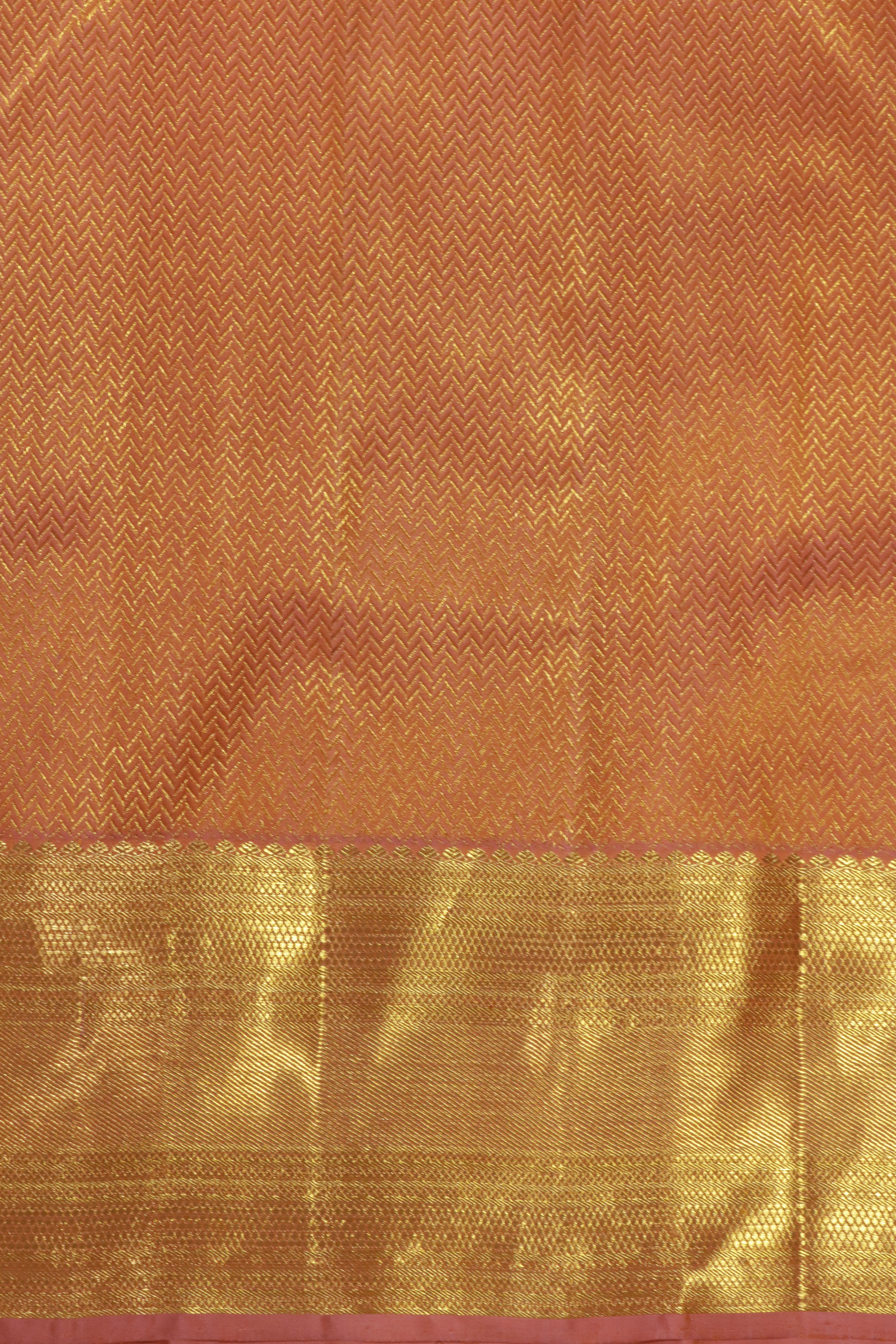 Dark Peach Kanchivaram Silk Saree with Golden Zari Weaving