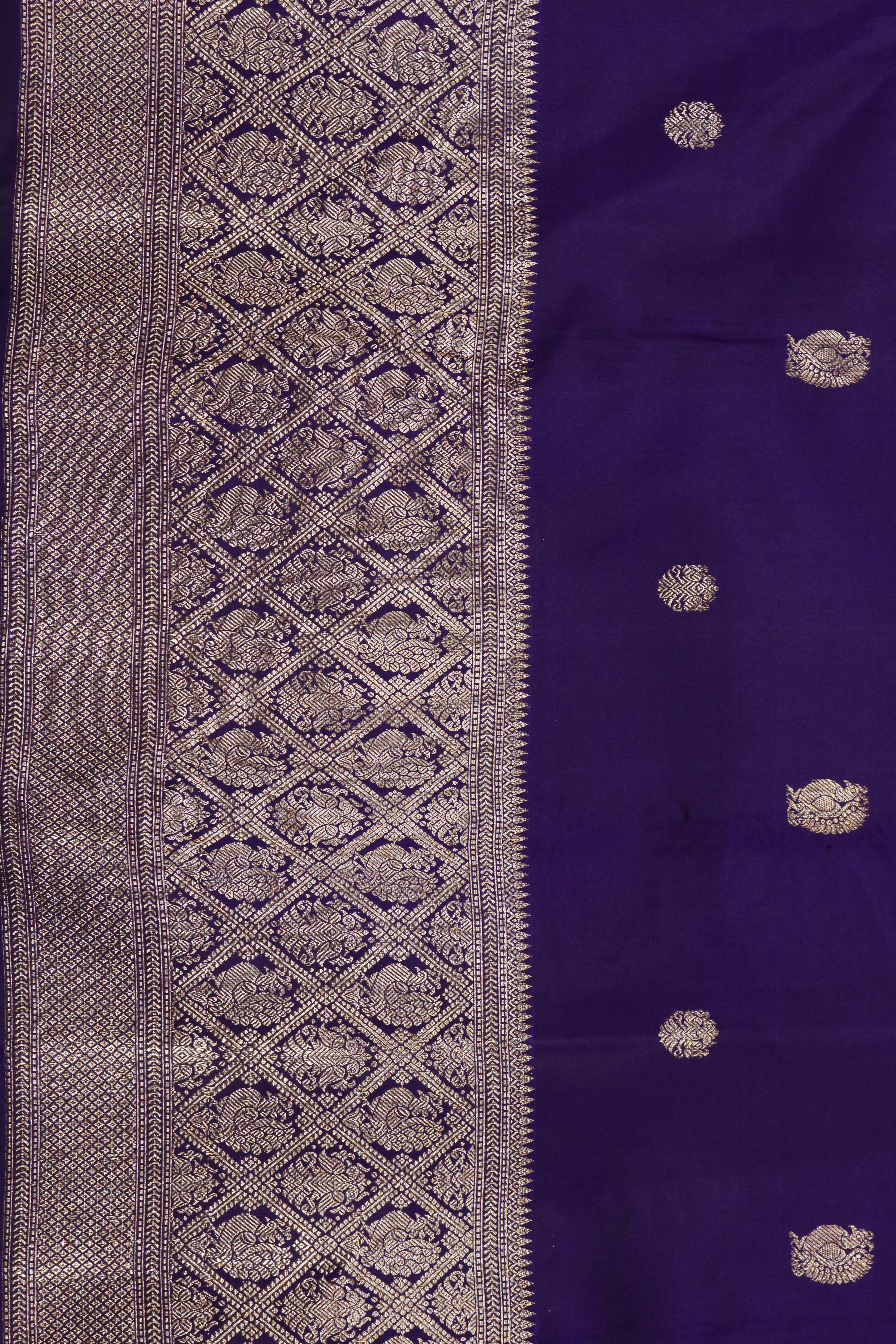 Purple Kanchivaram Silk Saree with Zari Butti & Fancy Border
