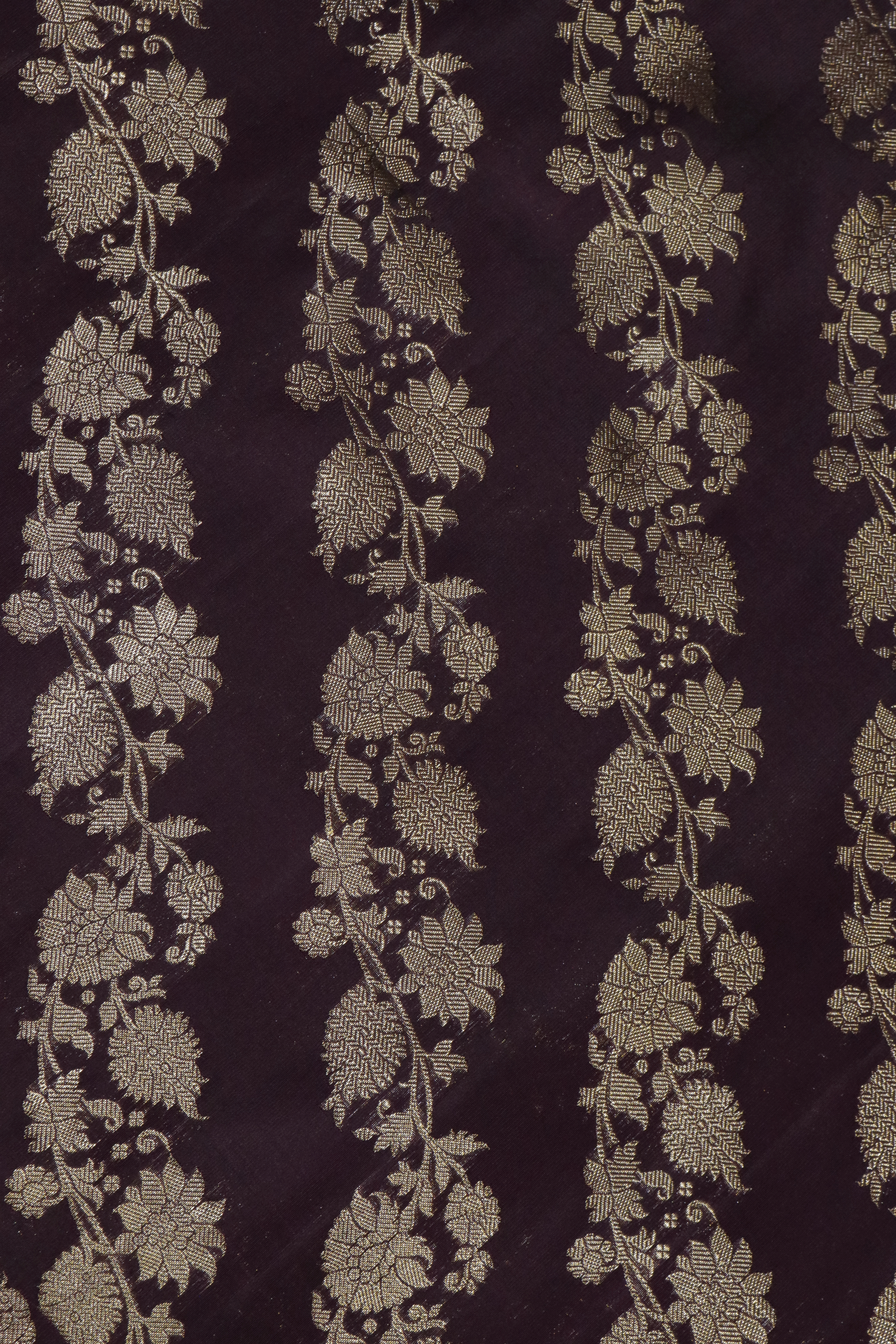 Dark Brown Kanchivaram Silk Saree with Peacock Motif Border