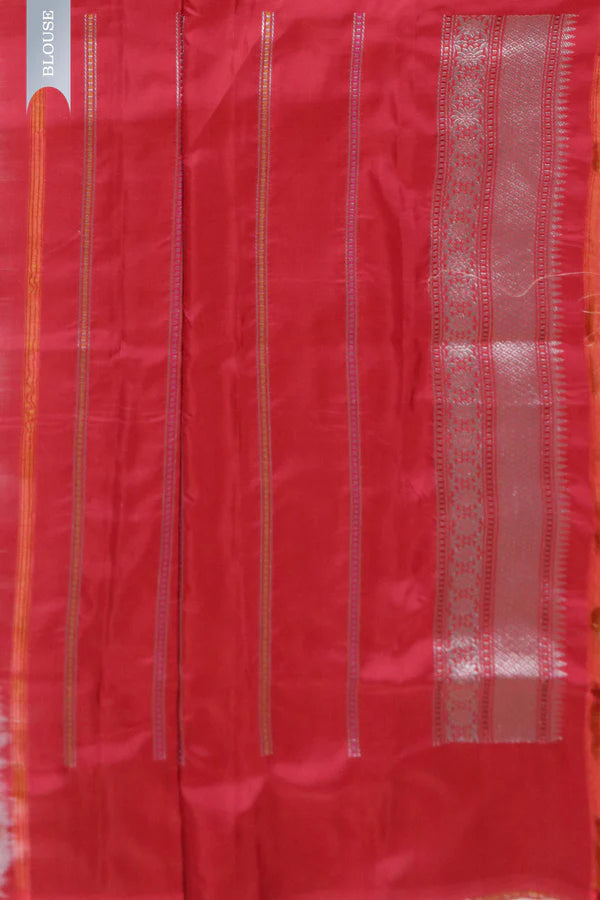 Mustard Banarasi Silk Saree with Fancy Butti & Contrast Blouse