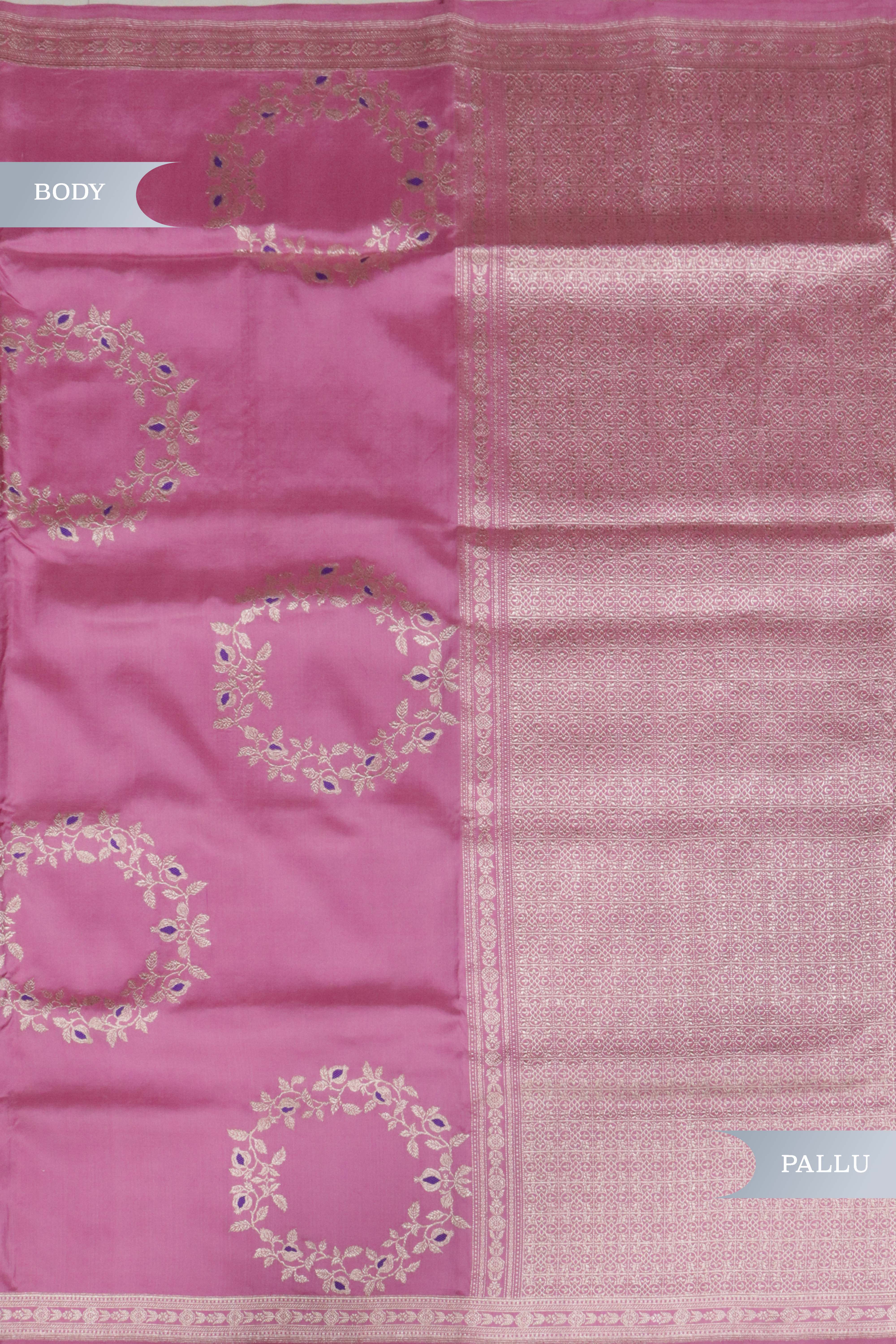 Onion Pink Banarasi Silk Saree
