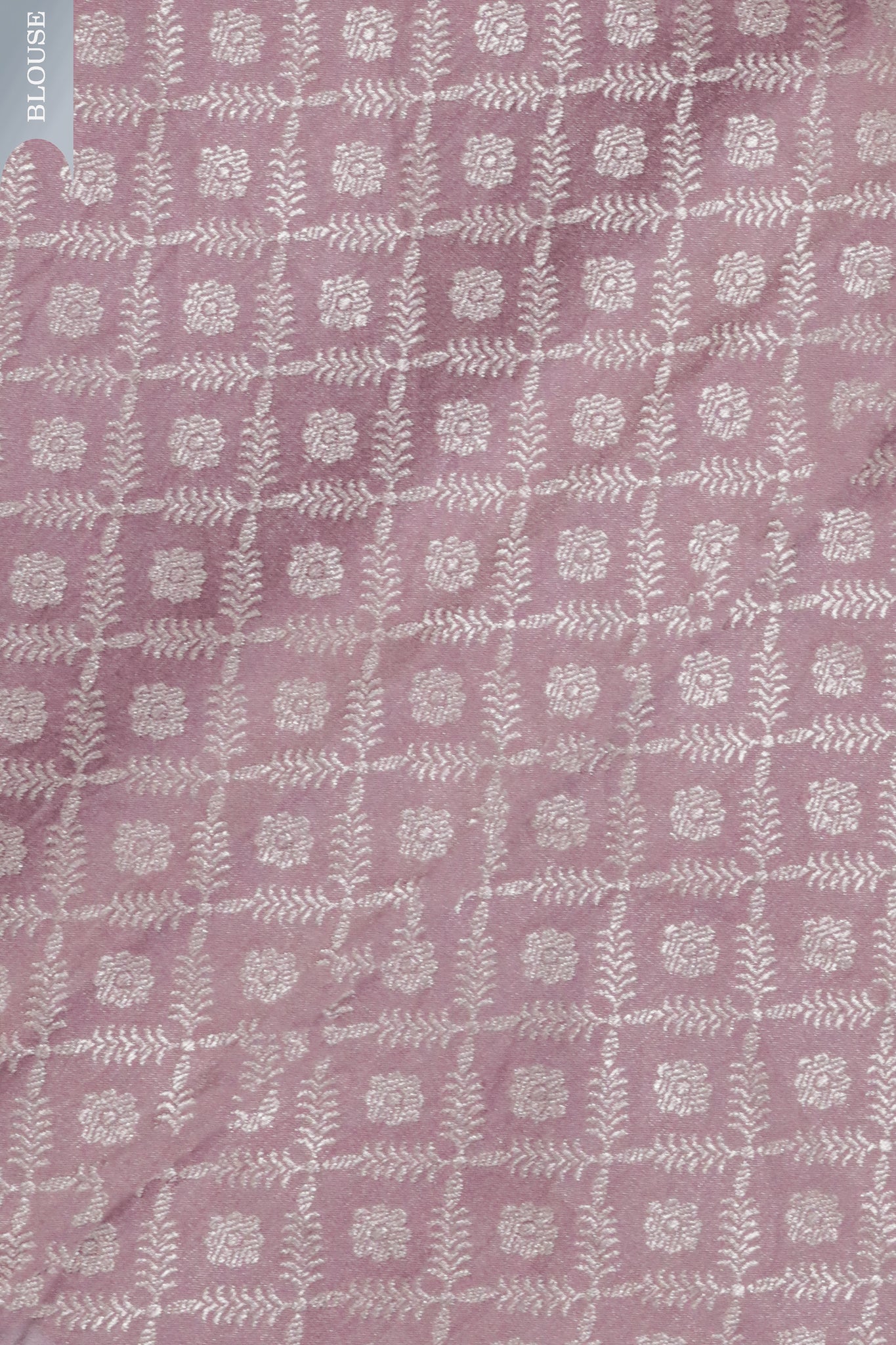 Dusty Pink Banarasi Chanderi Silk Saree with Small Motifs & Brocade Blouse