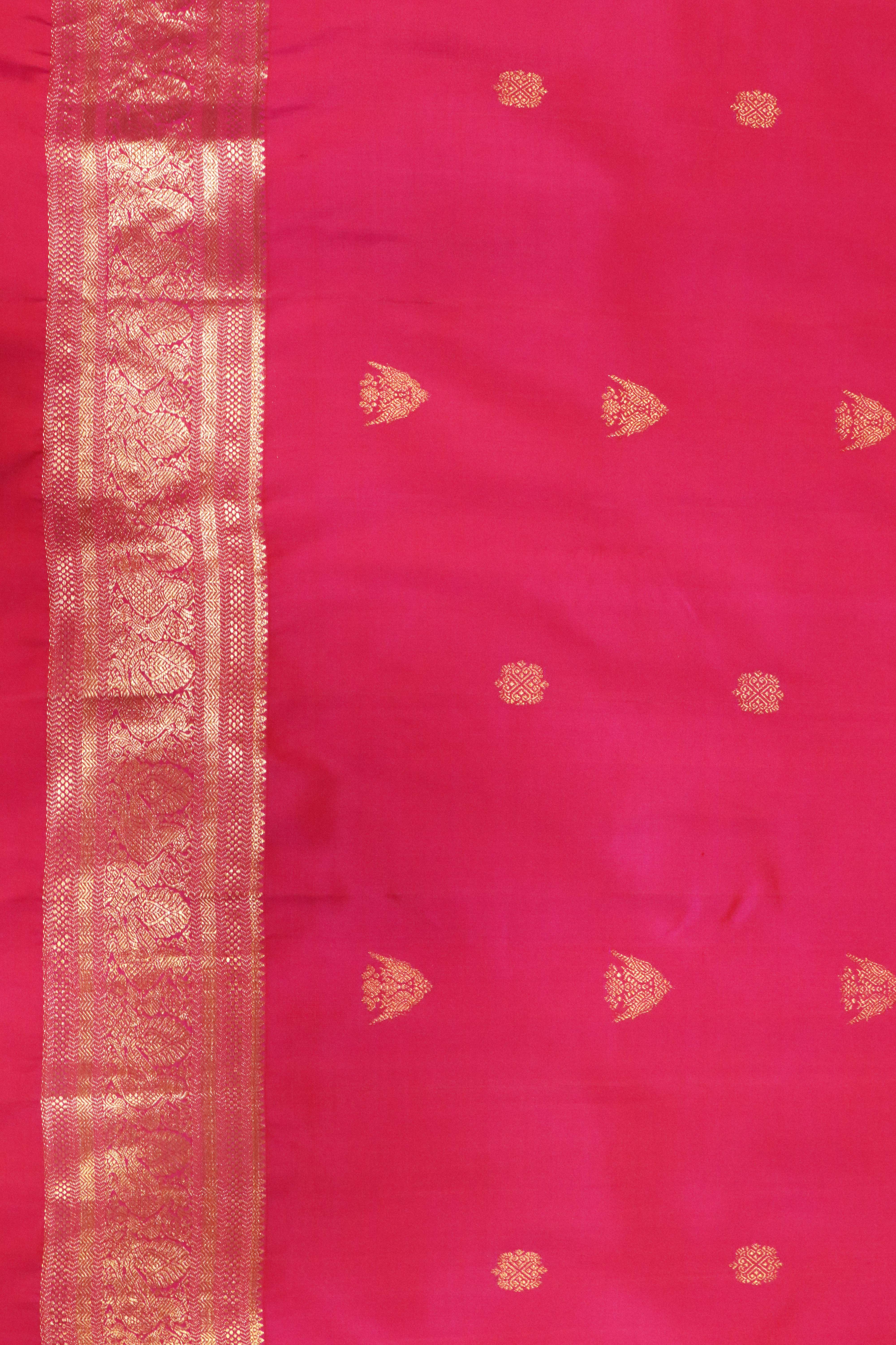 Tomato Pink Kanchivaram Silk Saree with Zari Border