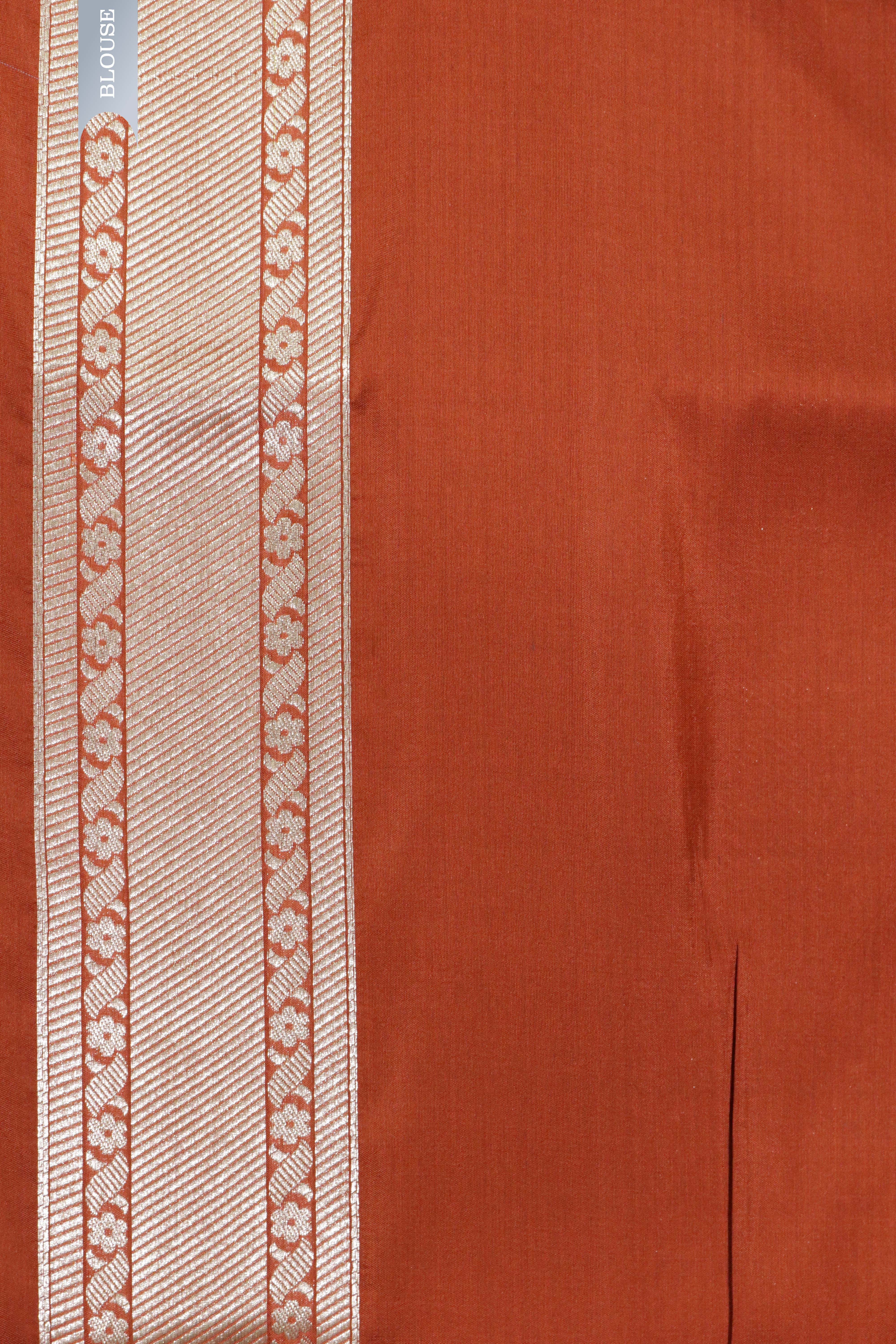 Orange Banarasi Silk Saree with Brocade Zari Jaal and Zari Border