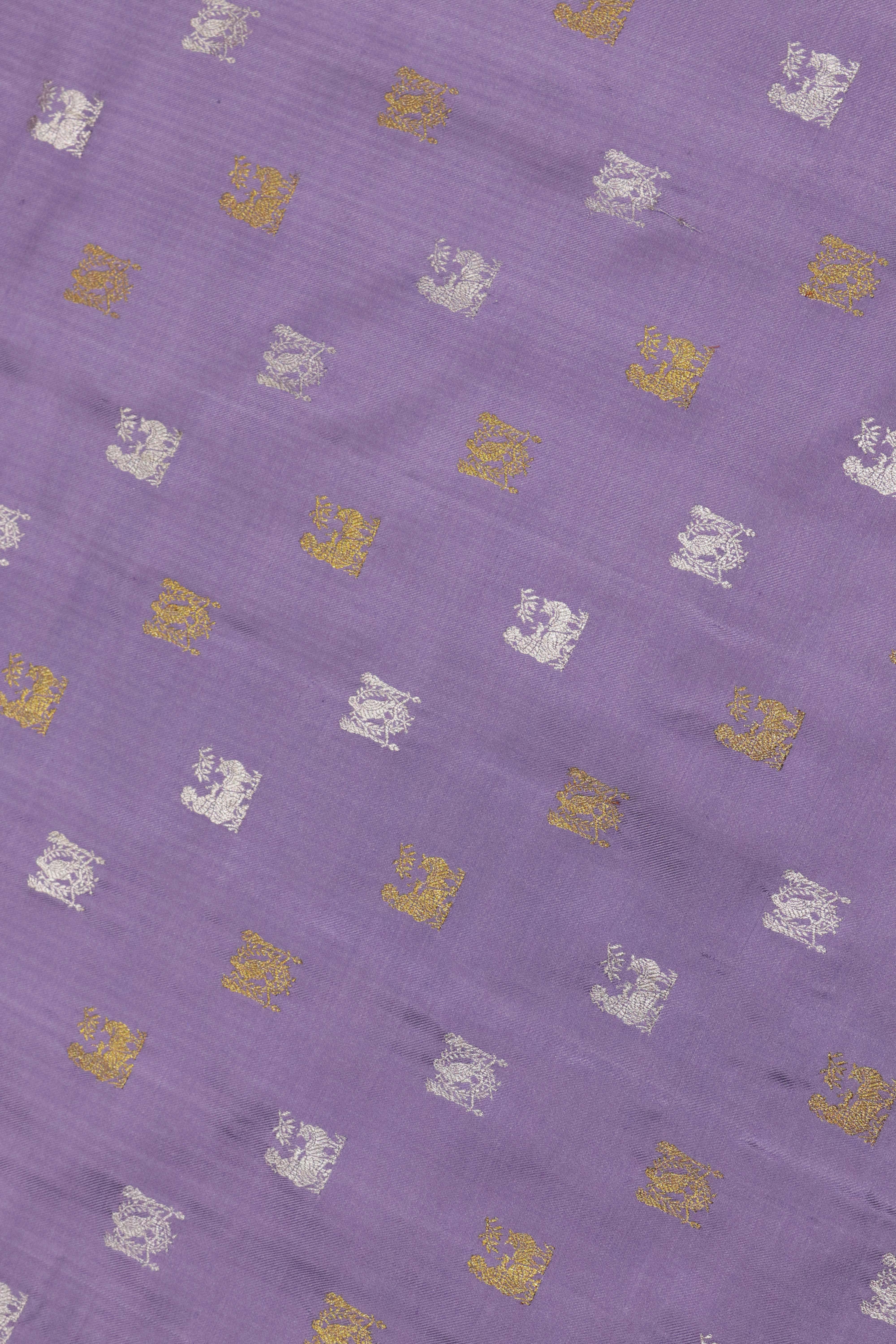 Lavender Kanchivaram Silk Saree with Gold & Silver Zari
