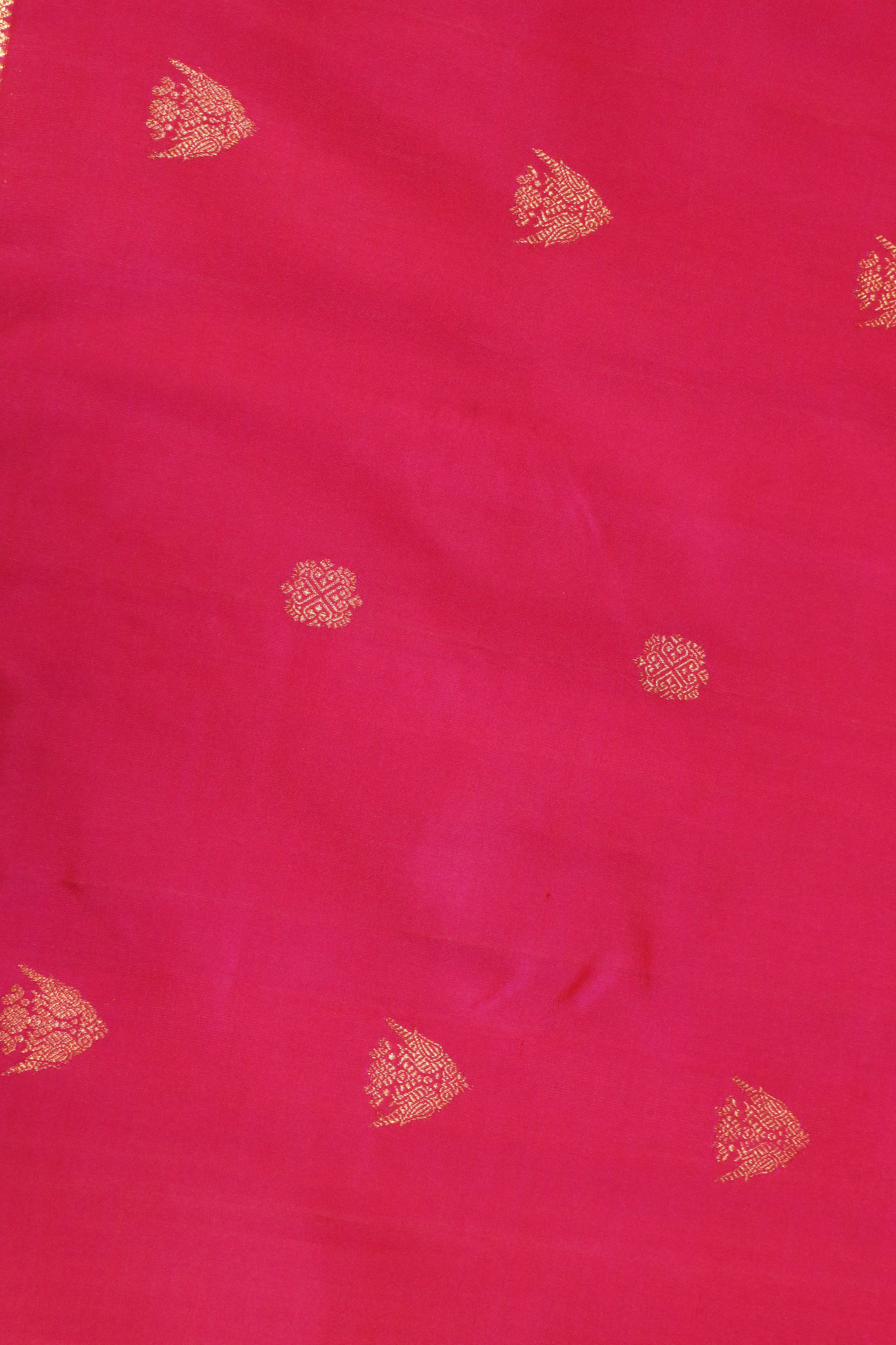Tomato Pink Kanchivaram Silk Saree with Zari Border