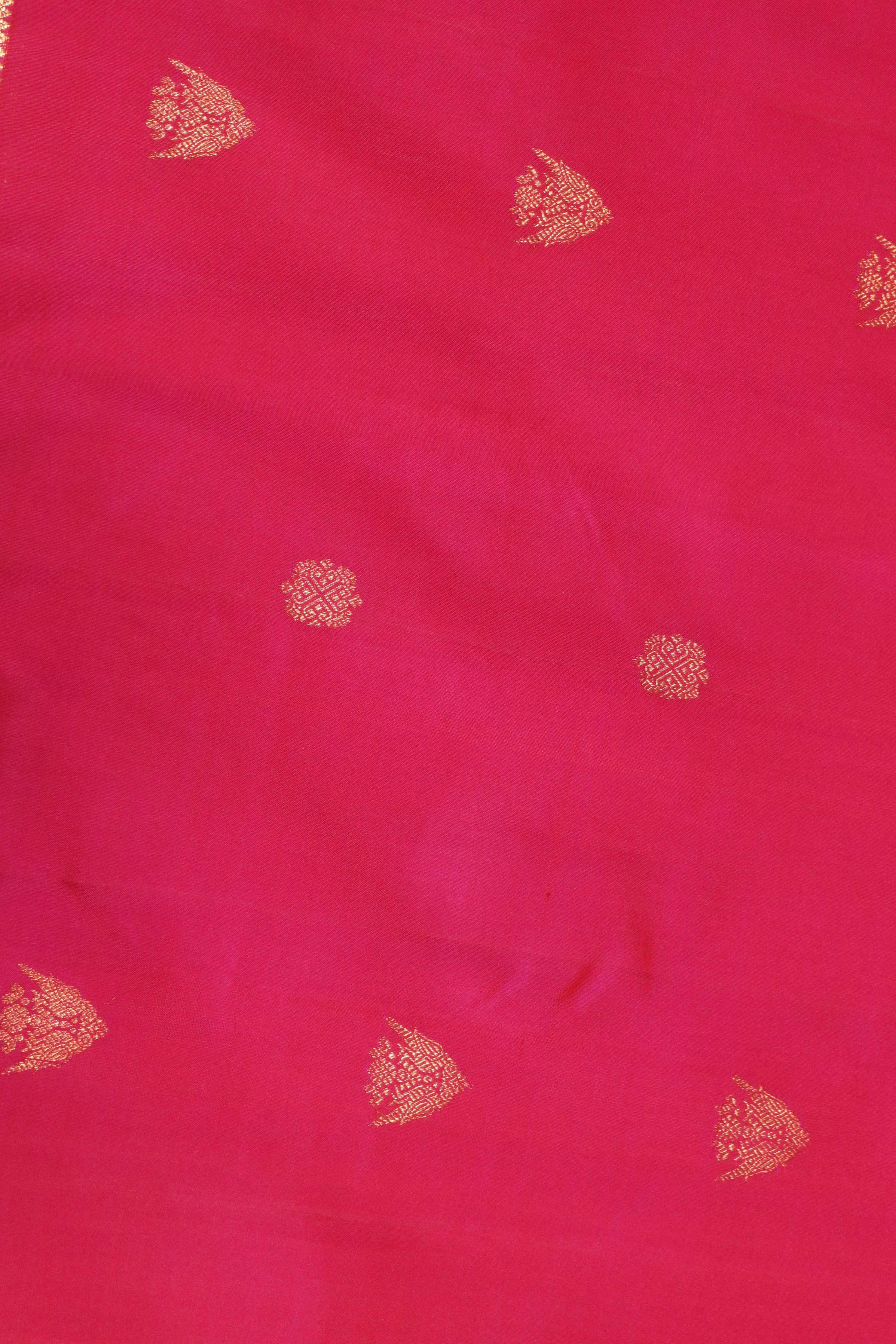 Tomato Pink Kanchivaram Silk Saree with Zari Border - Mokshaa