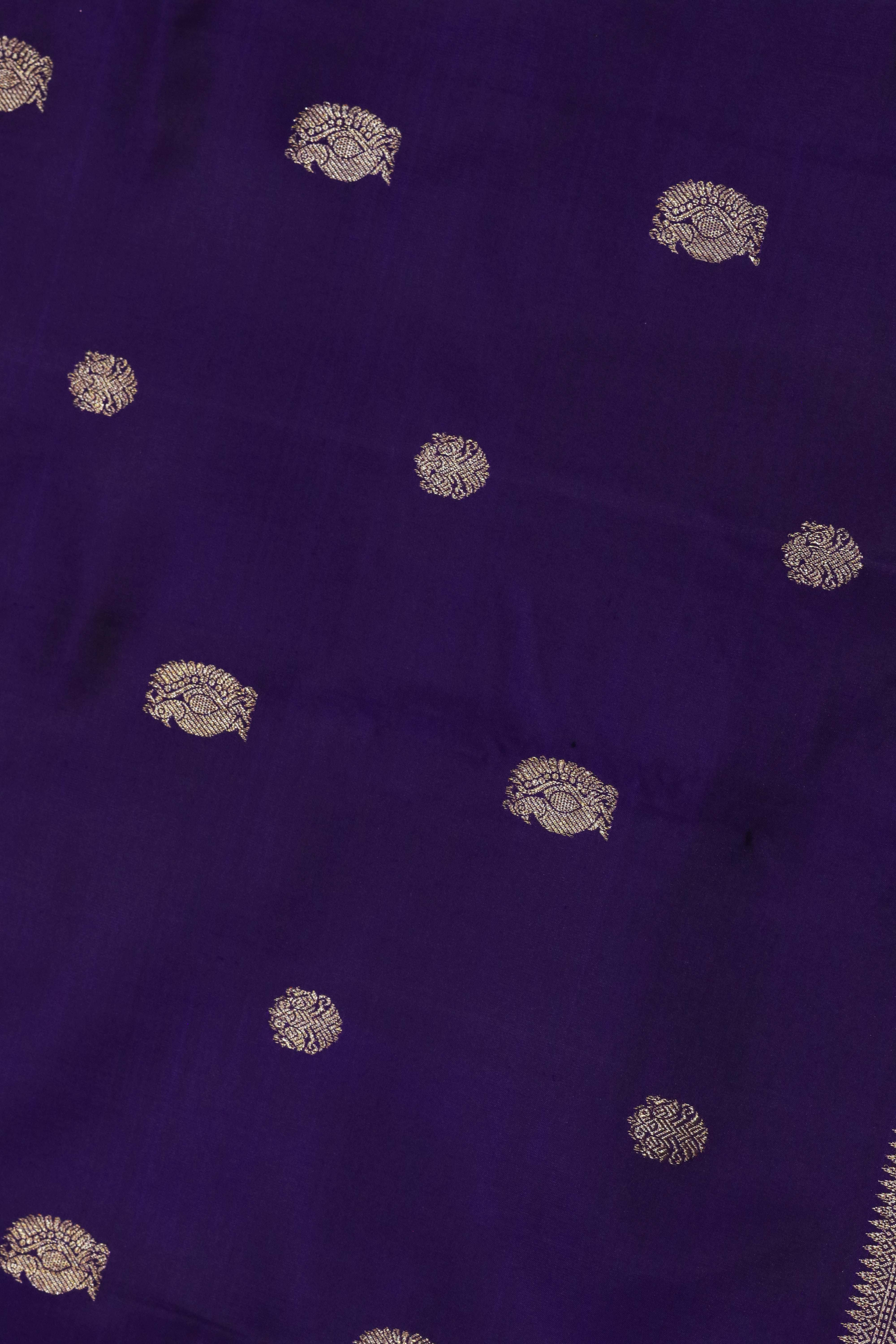 Purple Kanchivaram Silk Saree with Zari Butti & Fancy Border
