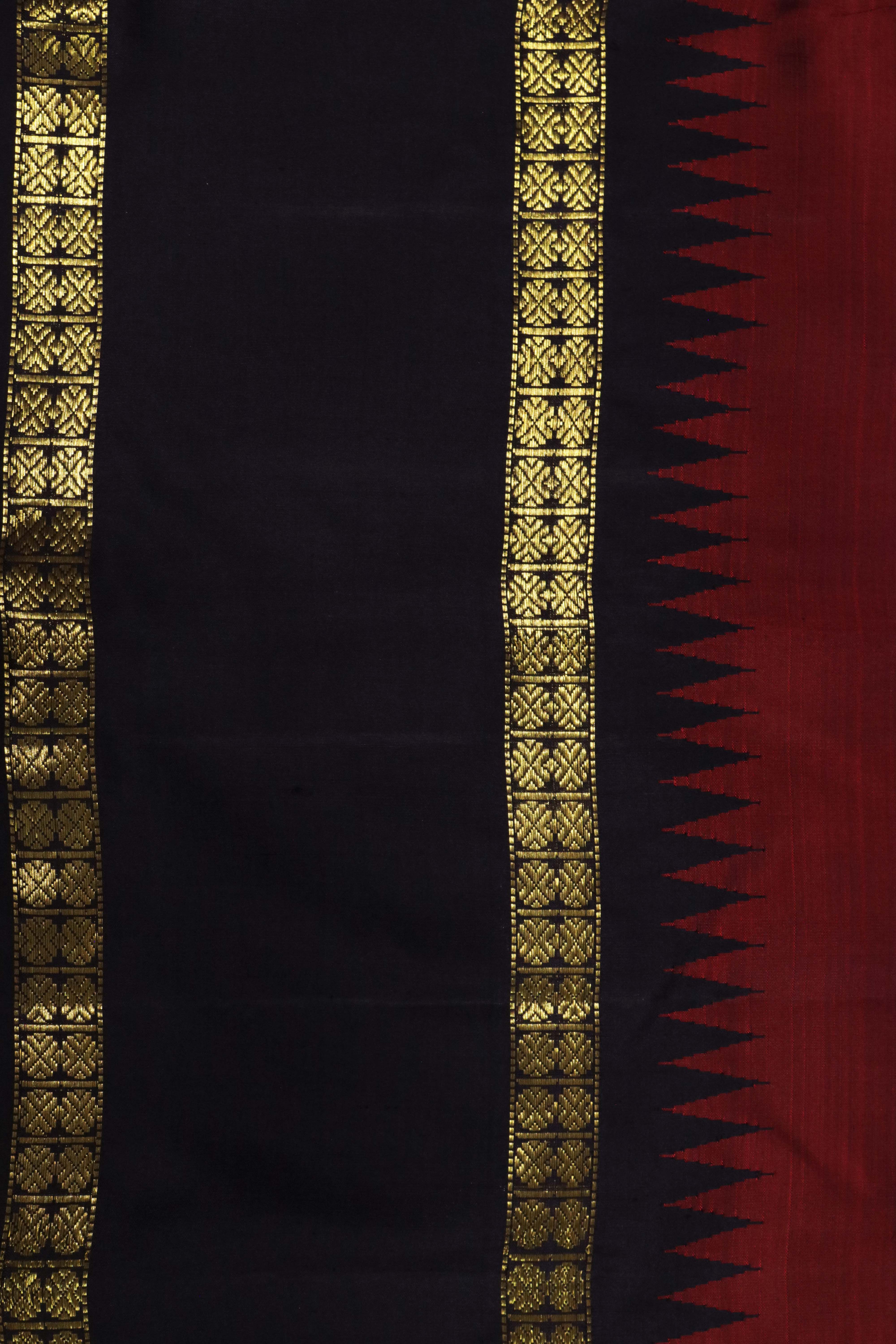 Maroon Kanchivaram Silk Saree with Black Border