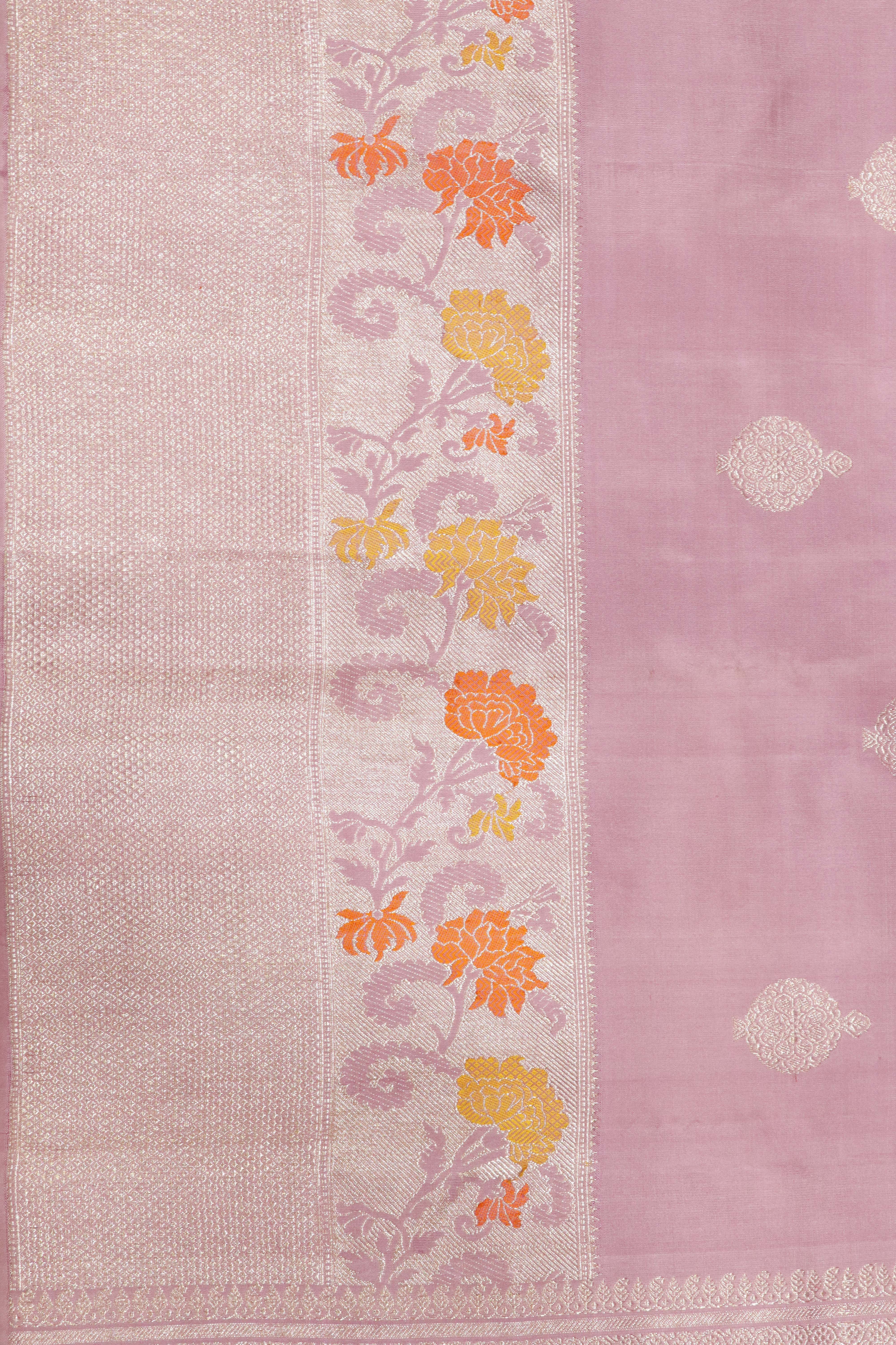 Onion Pink Meenakari Kanchivaram Silk Saree