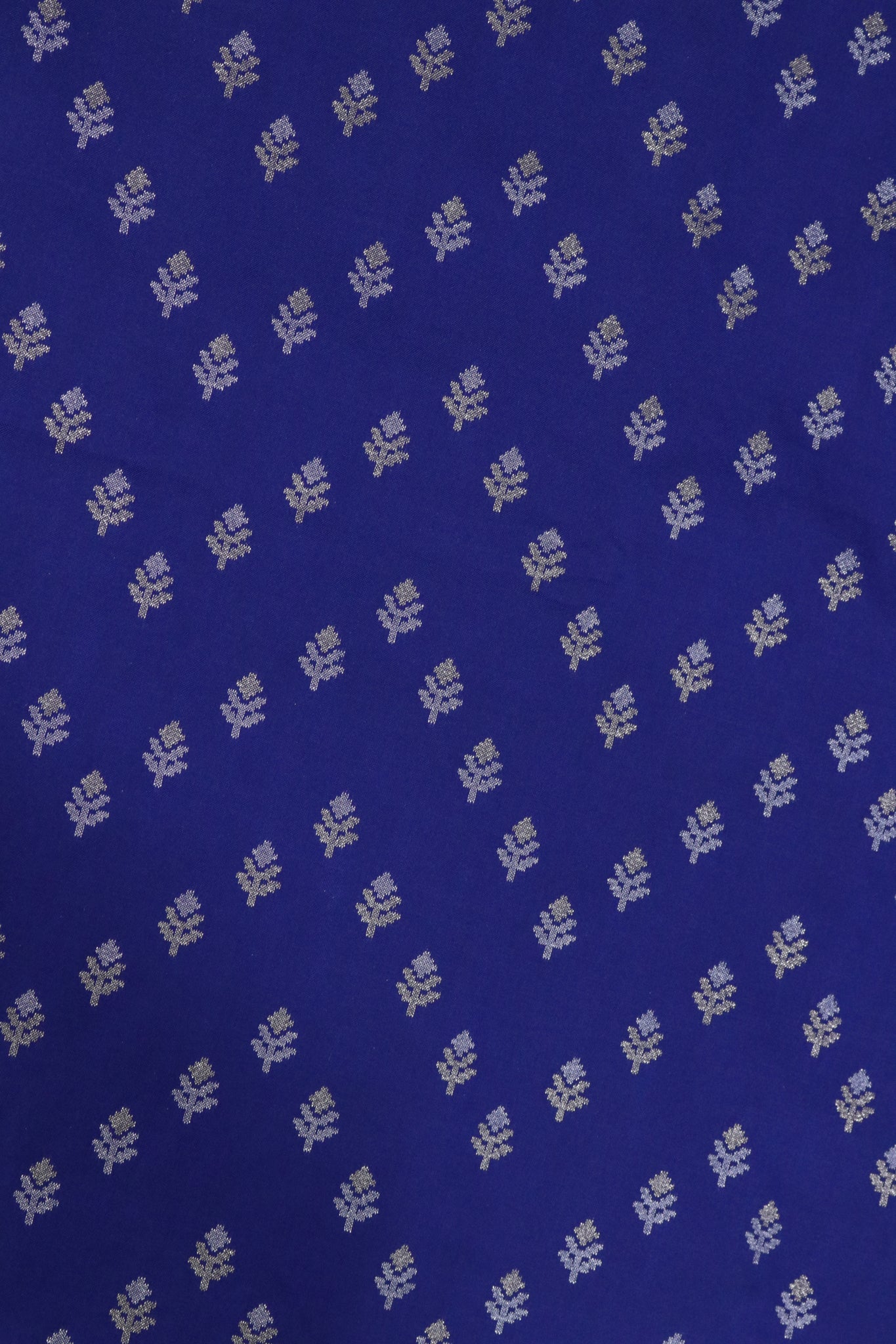 Royal Blue Banaras Semi Silk Saree with Silver & Gold Zari Work