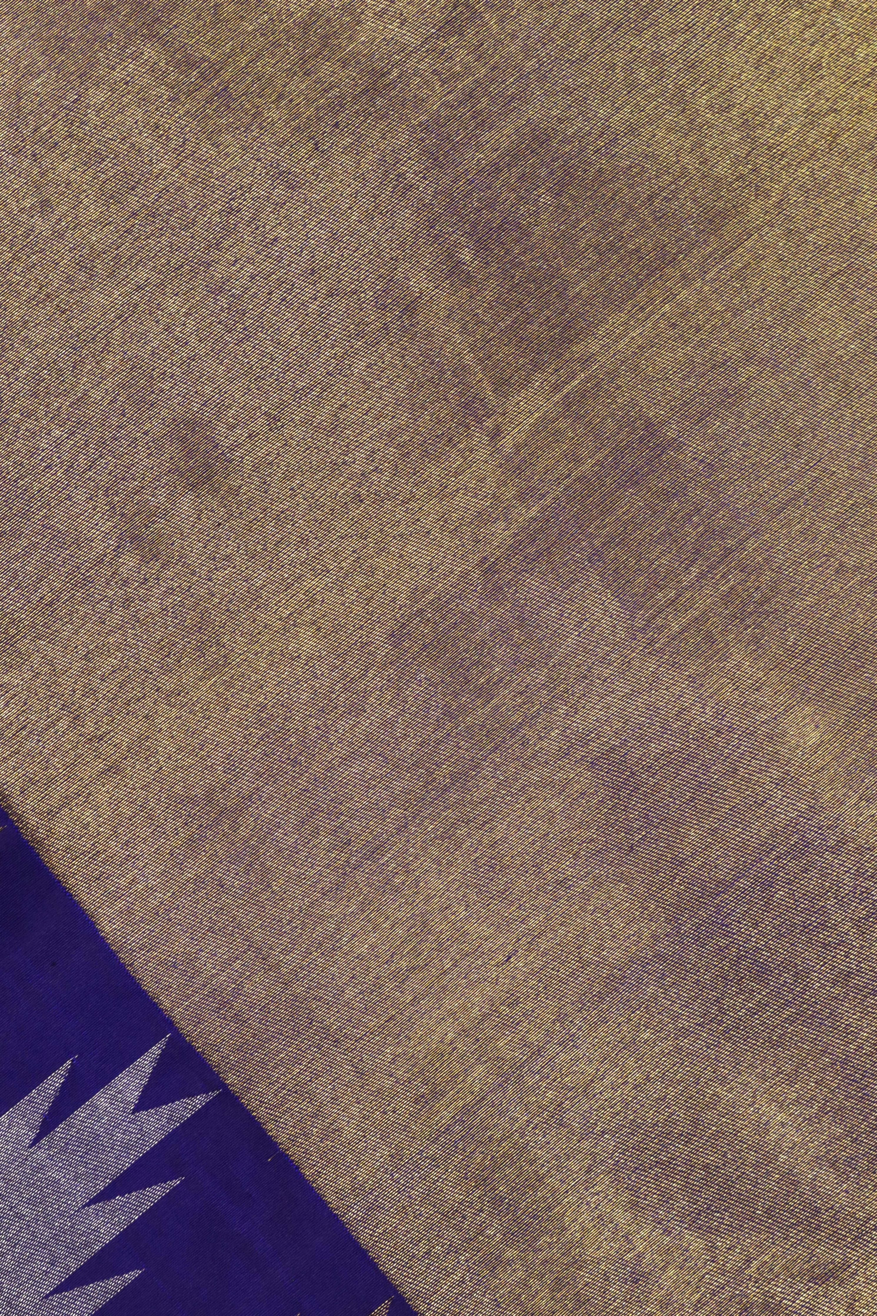 Purple Kanchivaram Silk Saree with Temple Zari Border - Mokshaa