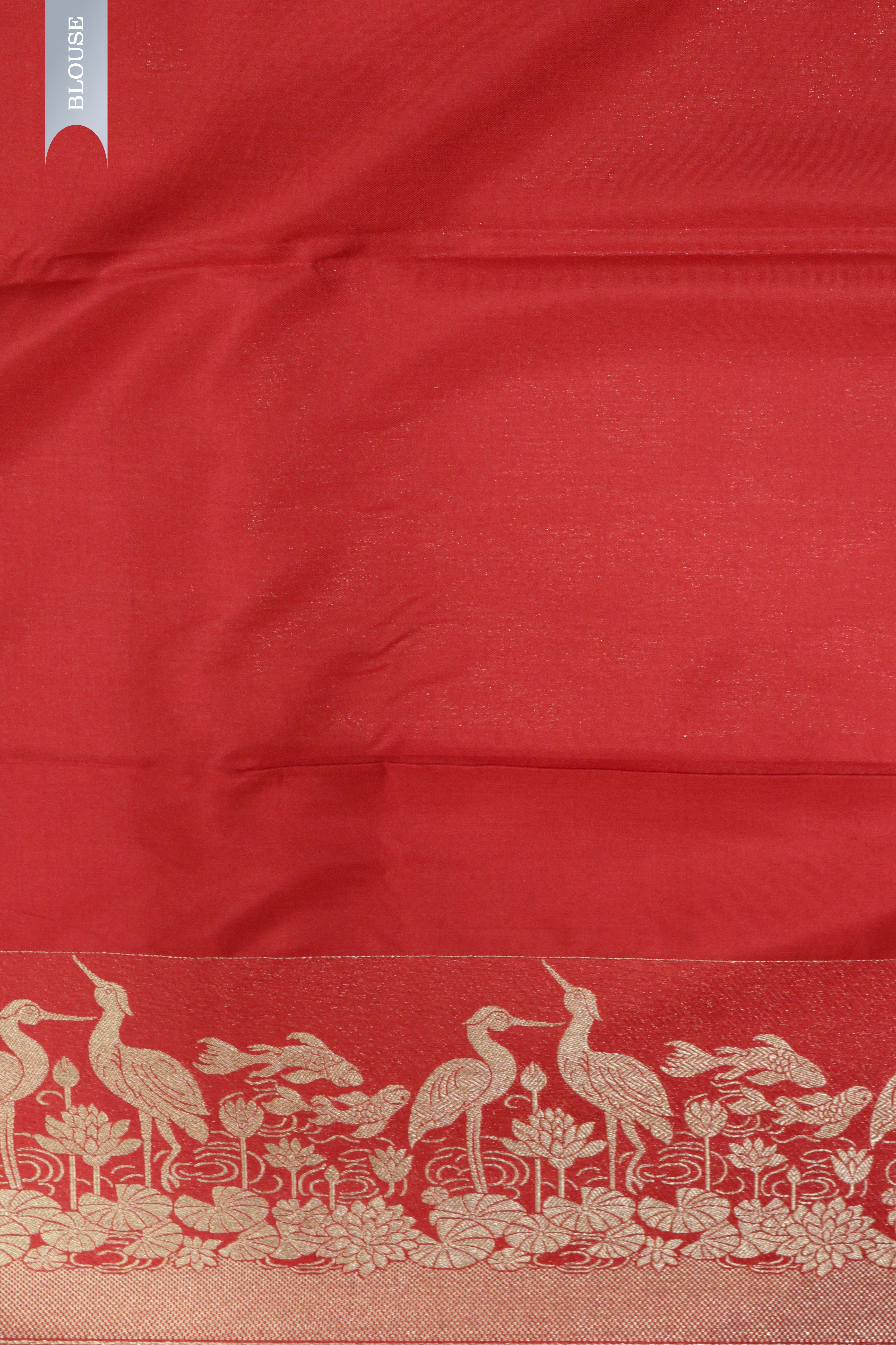 Maroon Banarasi Silk Saree with Zari Stripe Weaving & Fancy Border