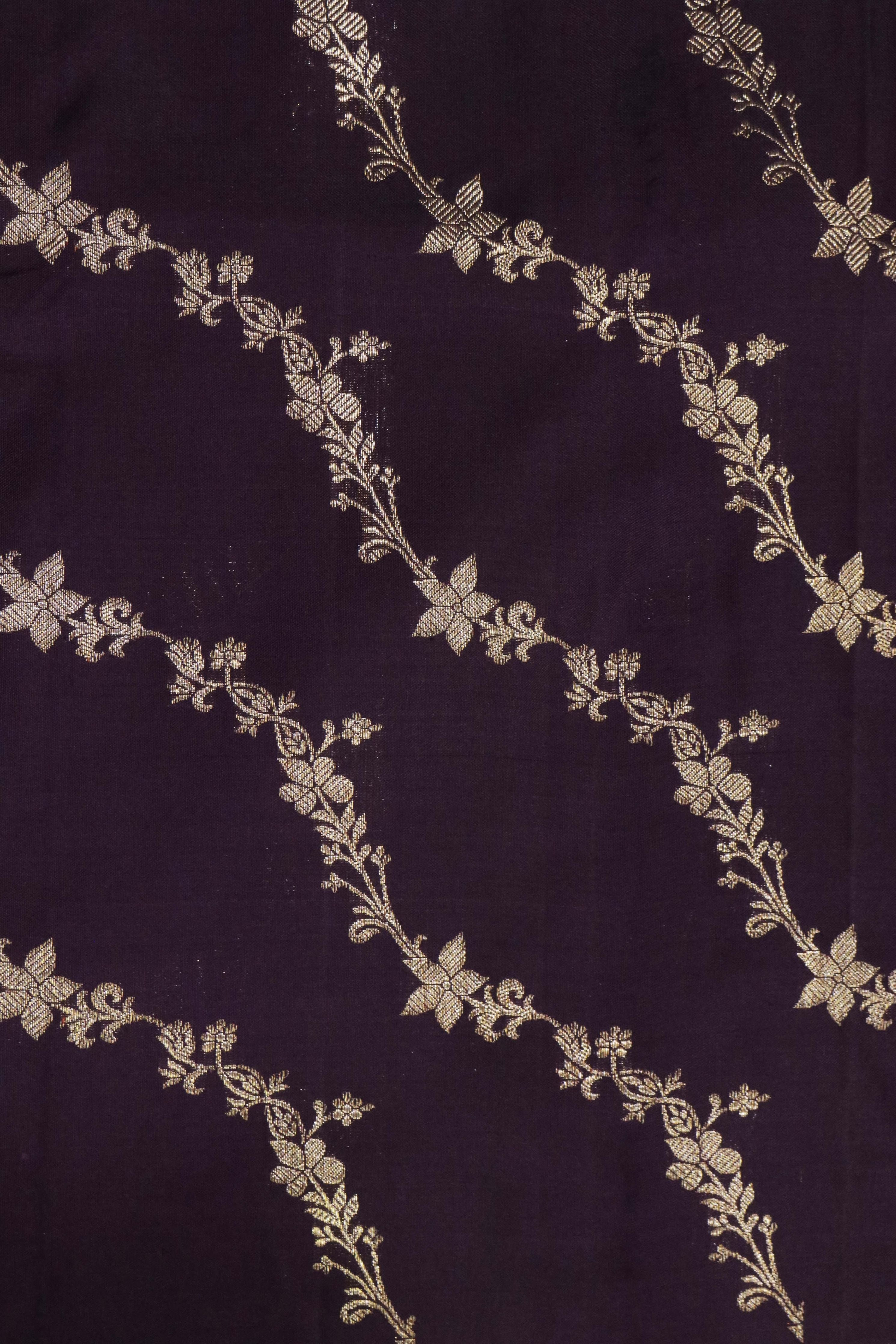 Wine Kanchivaram Silk Saree with Zari Stripes and Fancy Border - Mokshaa