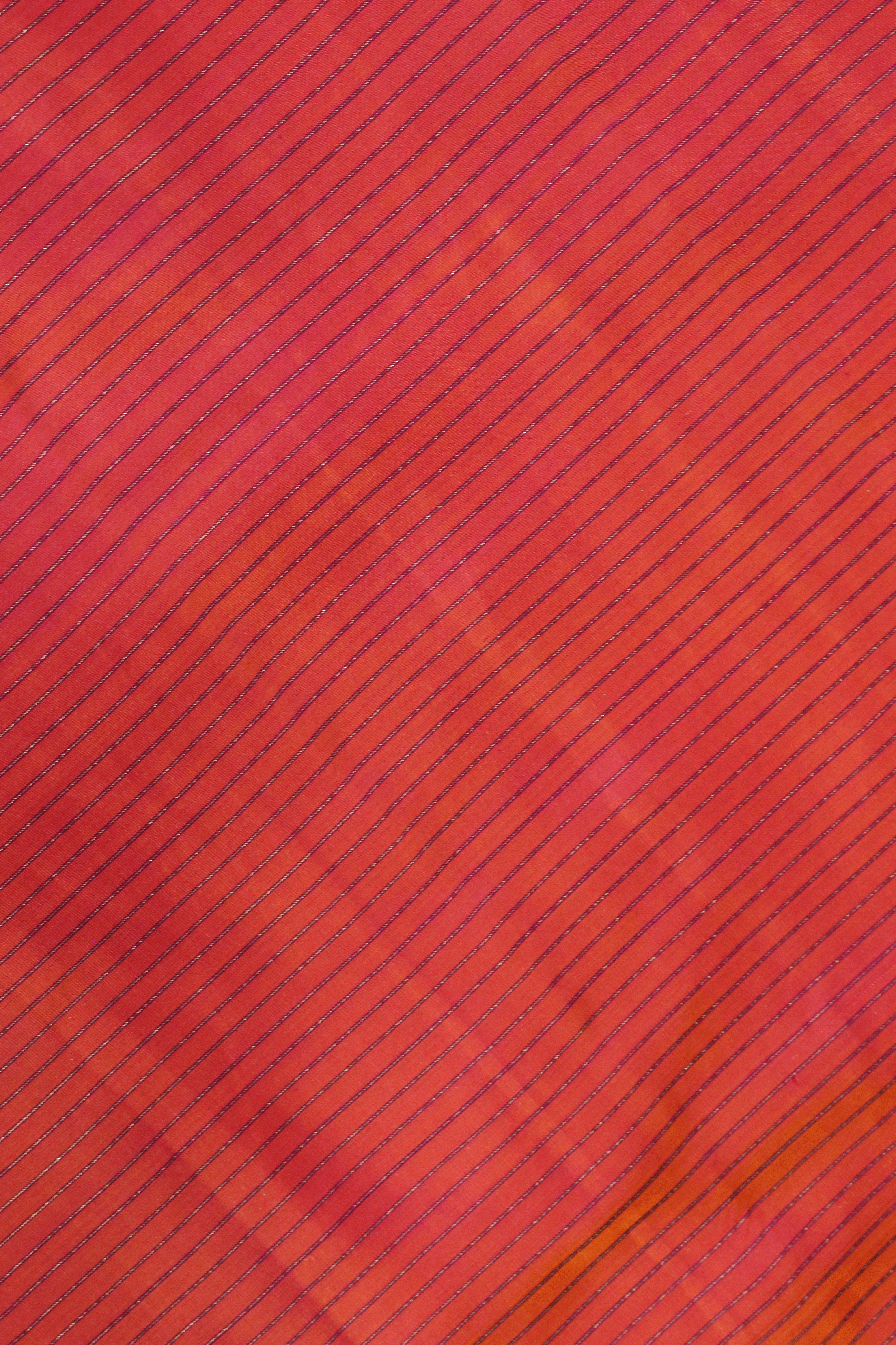 Coral Orange Kanchivaram Silk Saree with Brown Border