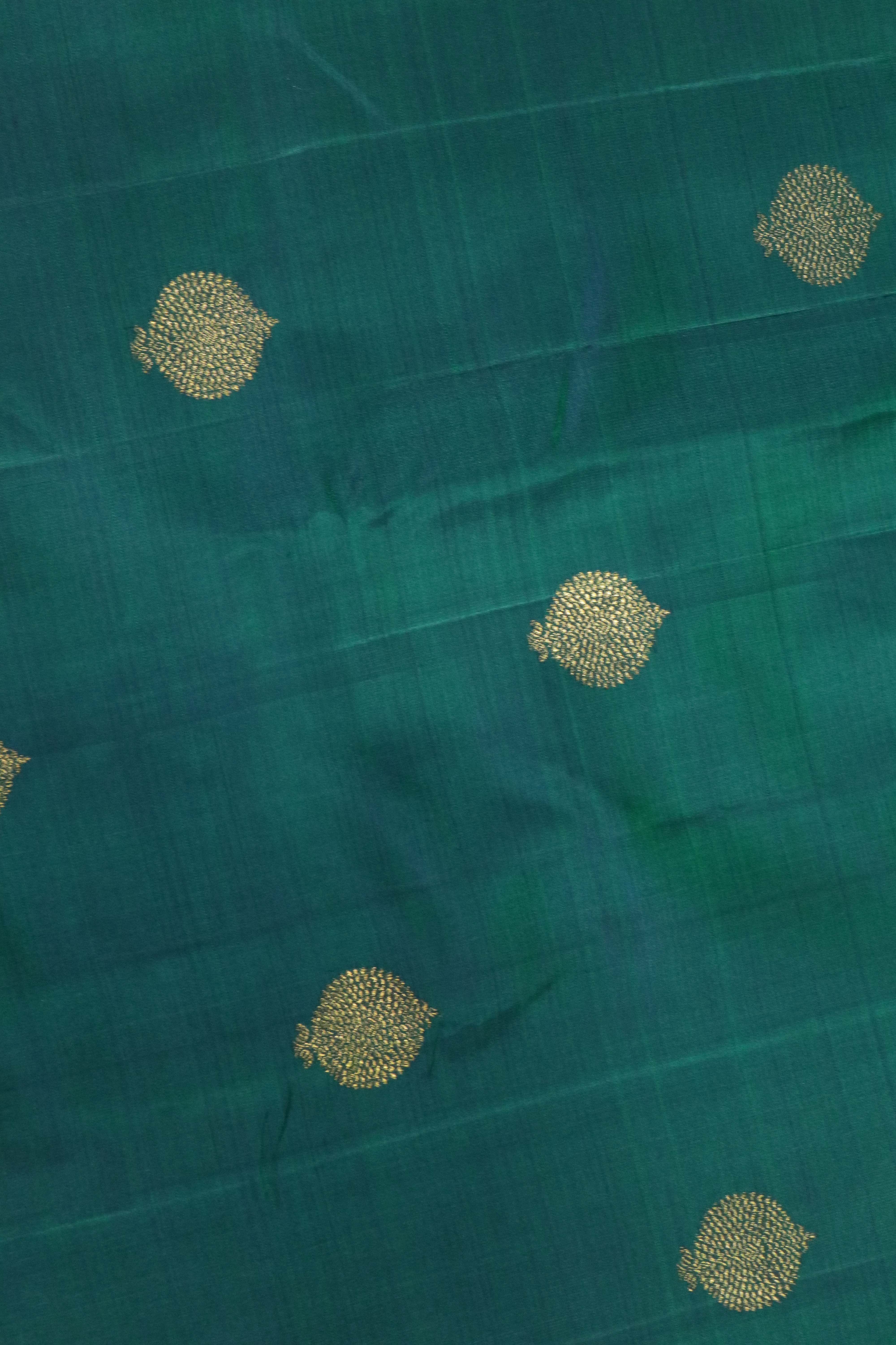 Peacock Green Kanchivaram Silk Saree with Zari Butta