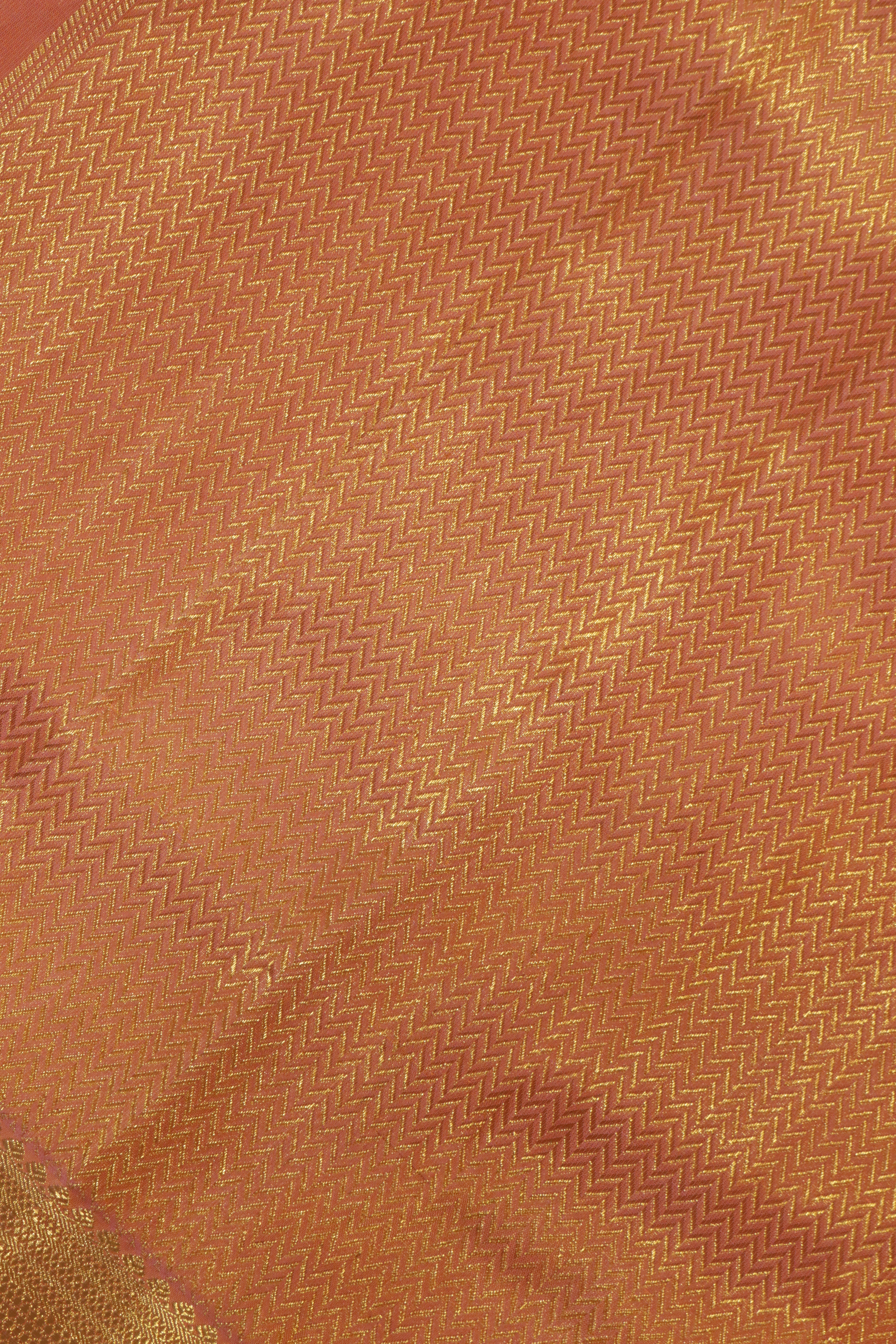 Dark Peach Kanchivaram Silk Saree with Golden Zari Weaving