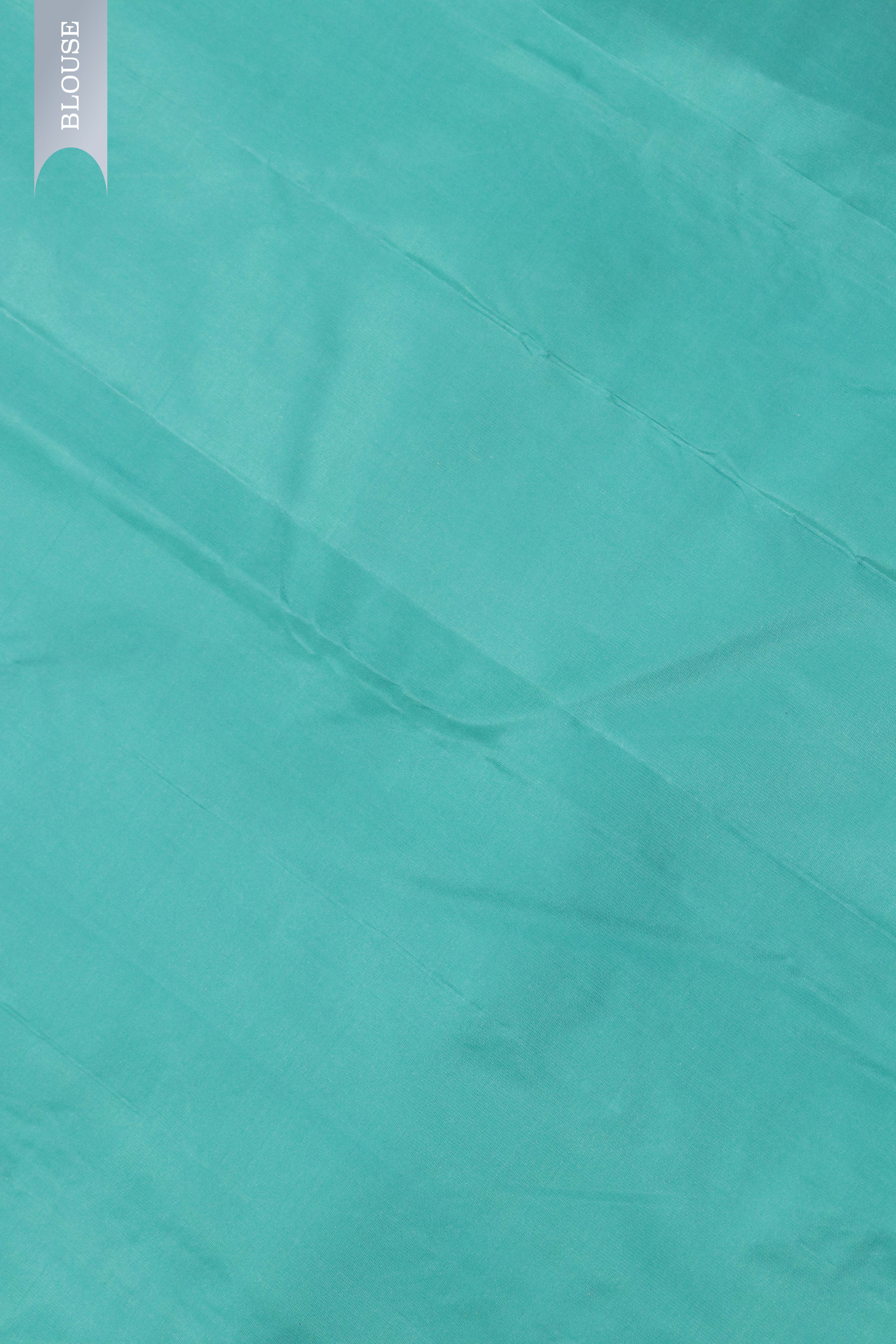 Ink Blue Kanchivaram Silk Saree with Zari Buttas & Contrast Pallu
