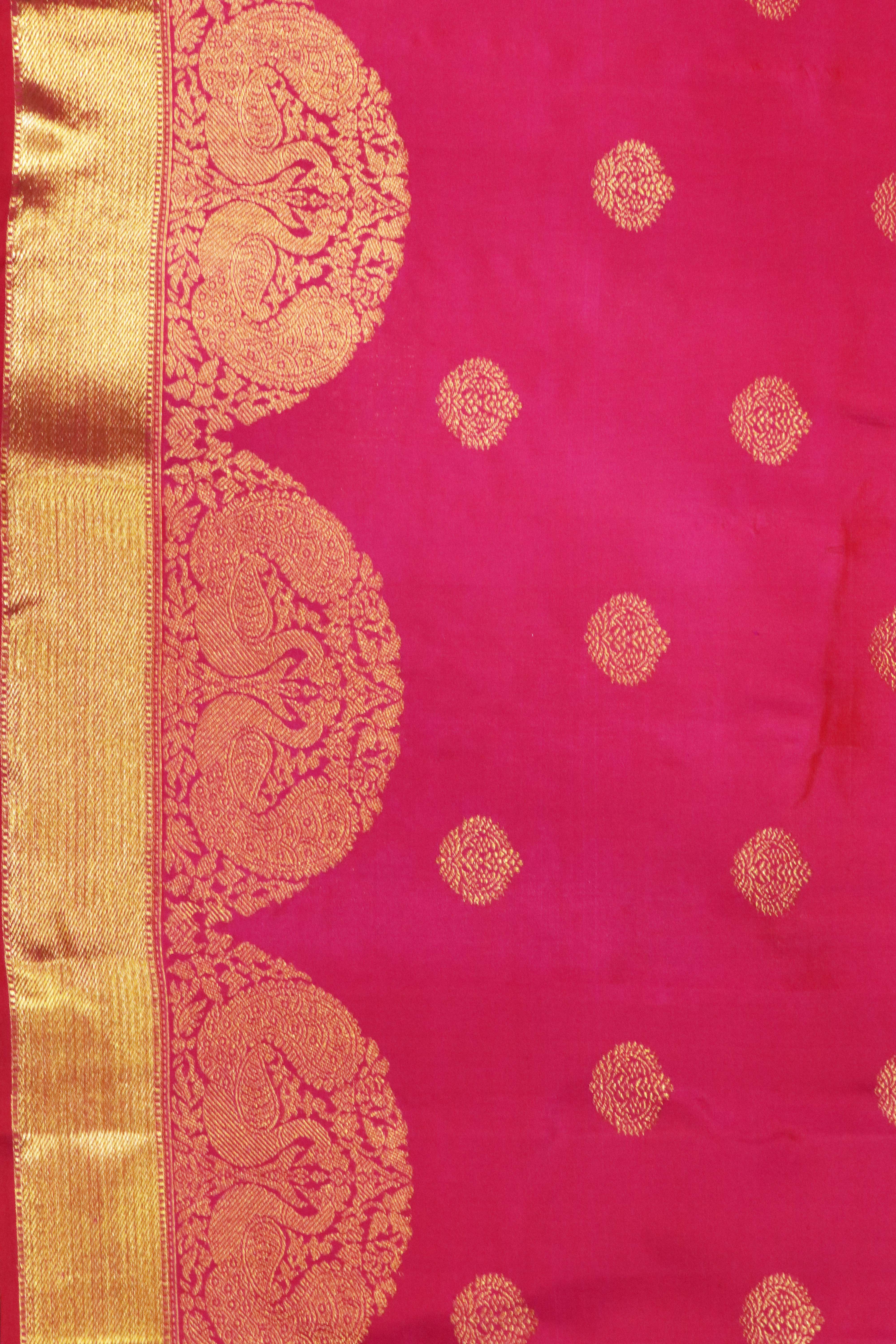 Rani Pink Kanchivaram Silk Saree with Gold Butta