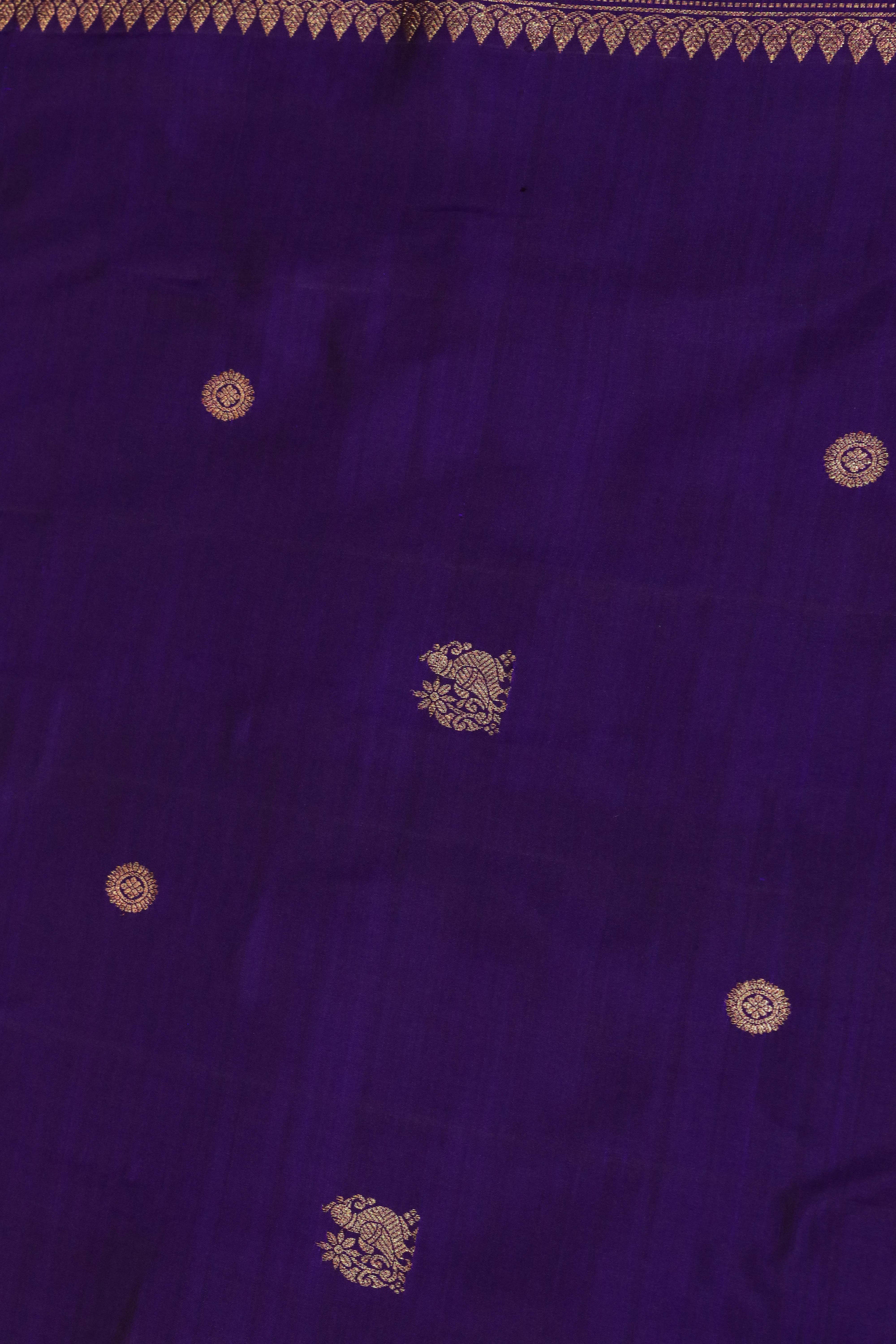 Purple Kanchivaram Silk Saree with Zari Butti