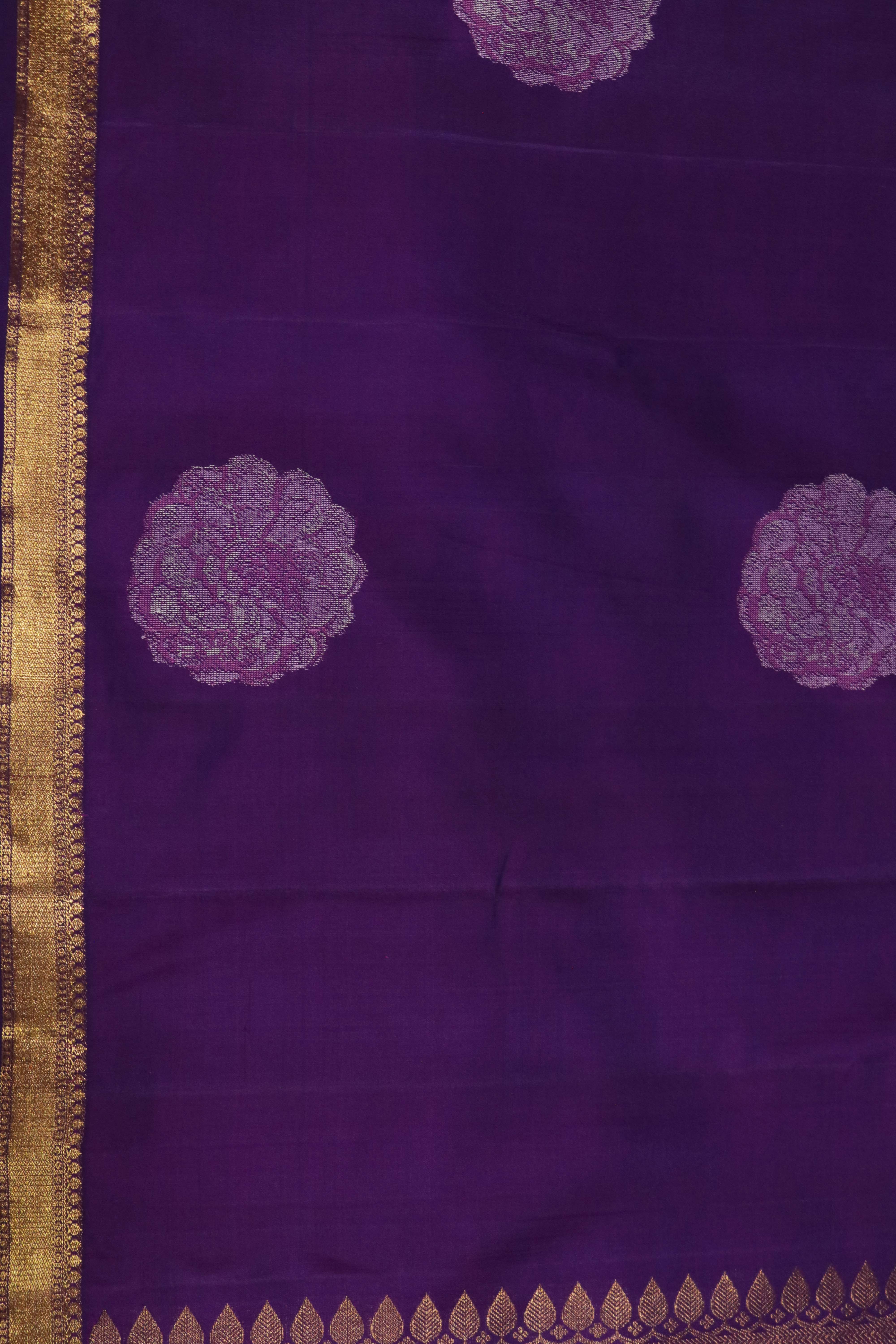 Purple Kanchivaram Silk Saree with Thread Butta