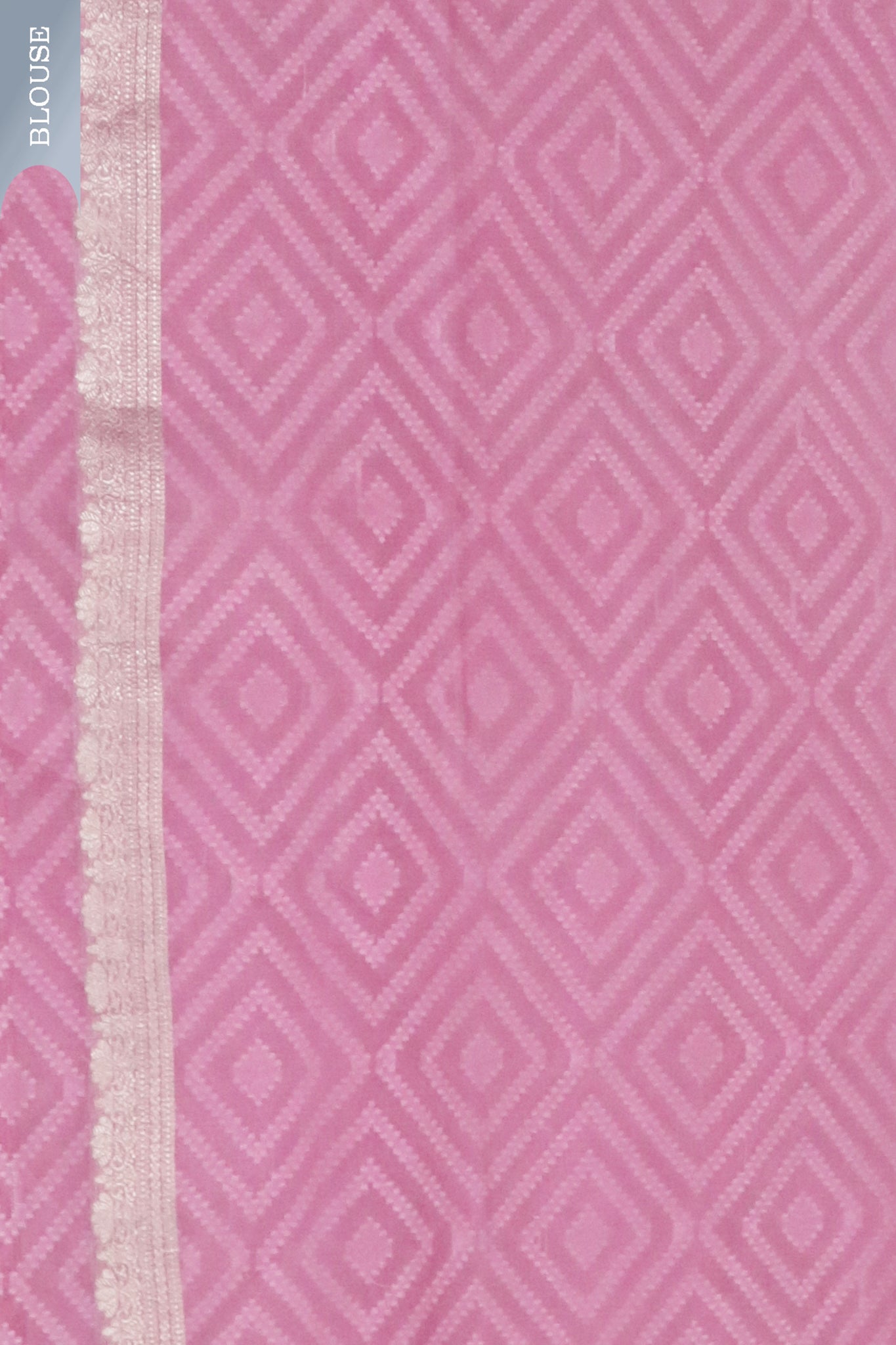 Baby Pink Banarasi Kora Saree with Geometric Weave & Satin Border