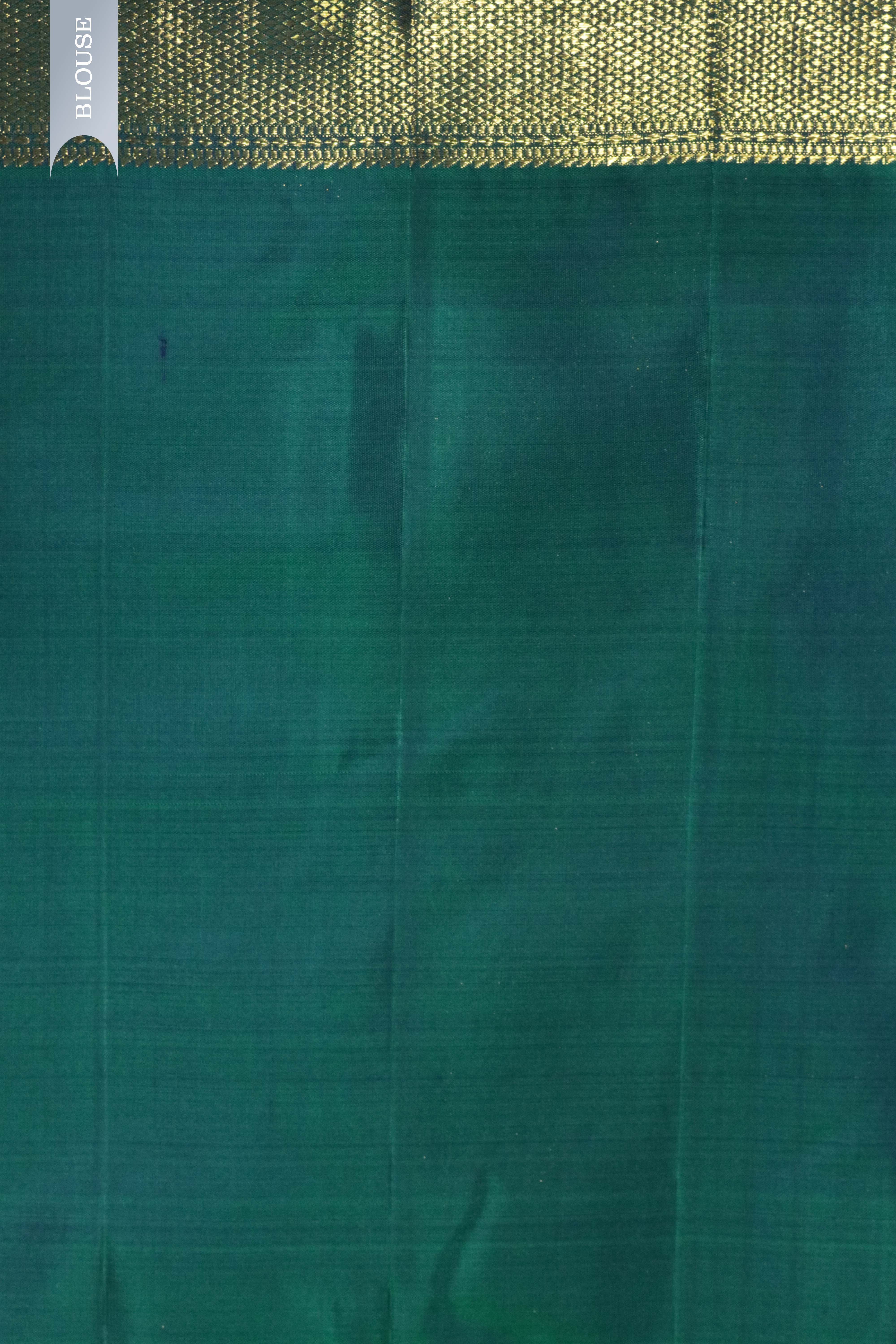 Peacock Green Kanchivaram Silk Saree with Zari Butta