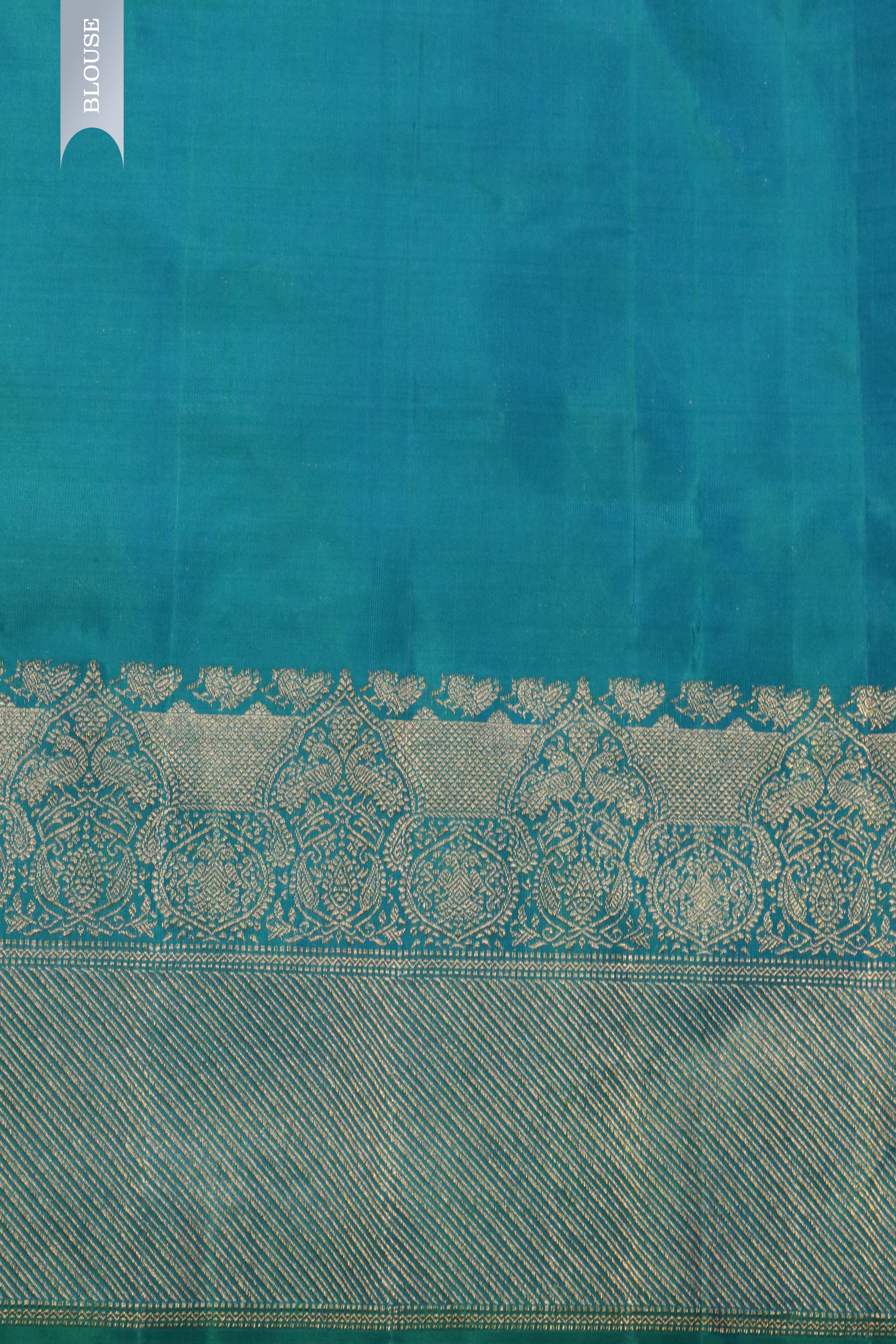 Turquoise Blue Kanchivaram Silk Saree with Fancy Zari Butta
