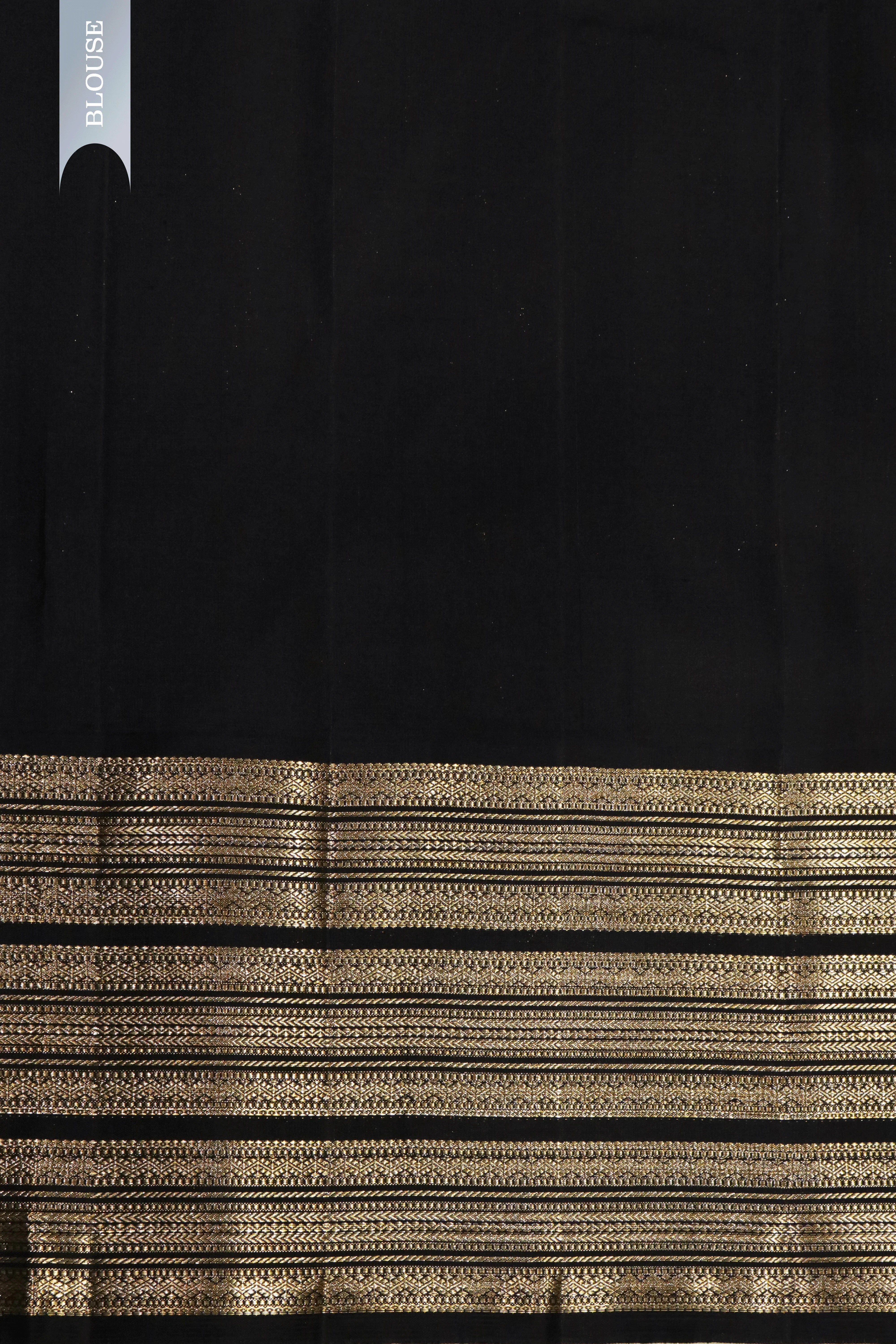 Red Kanchivaram Silk Saree with Golden Buttas and Black Zari Border - Mokshaa