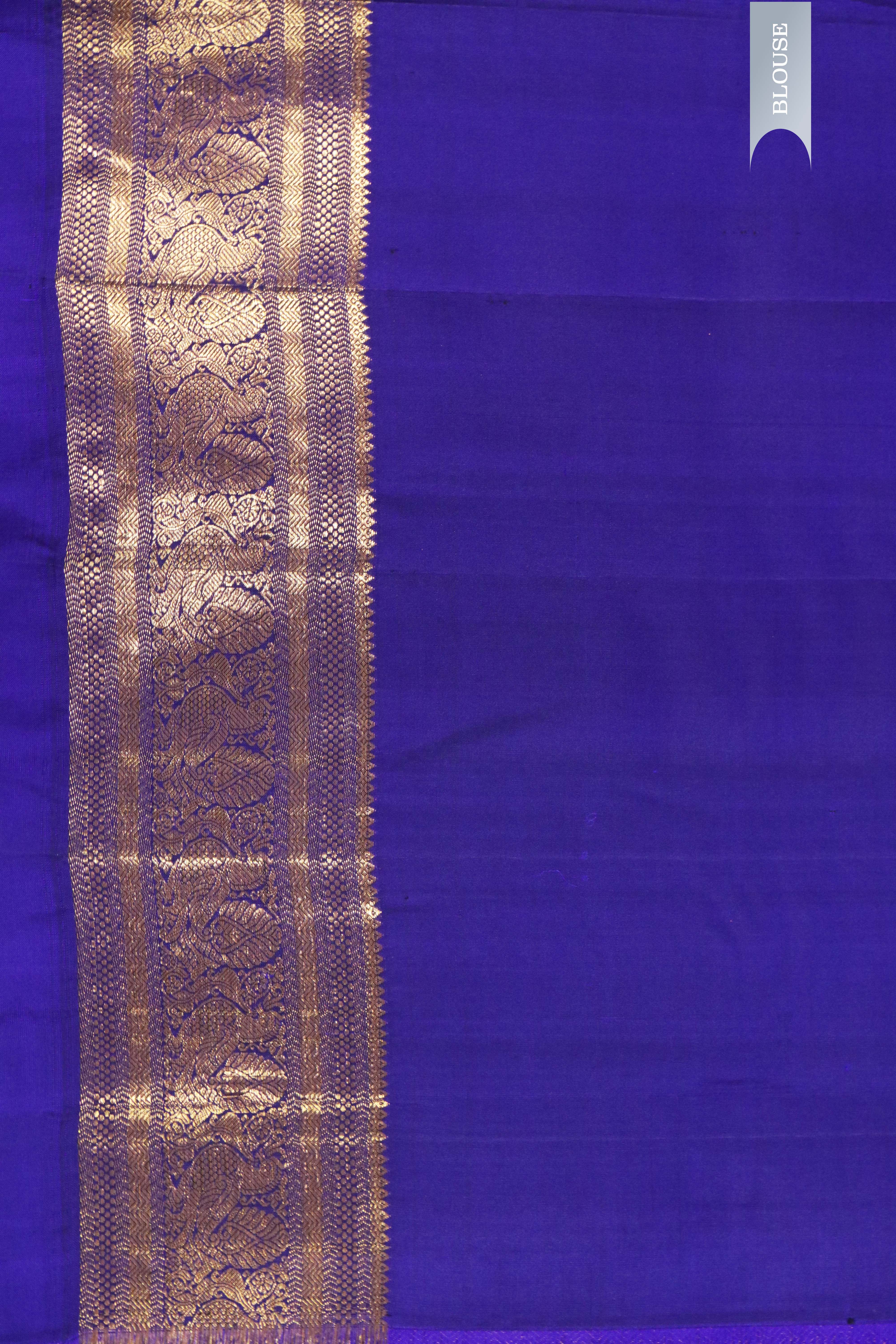 Ink Blue Kanchivaram Silk Saree with Zari Border