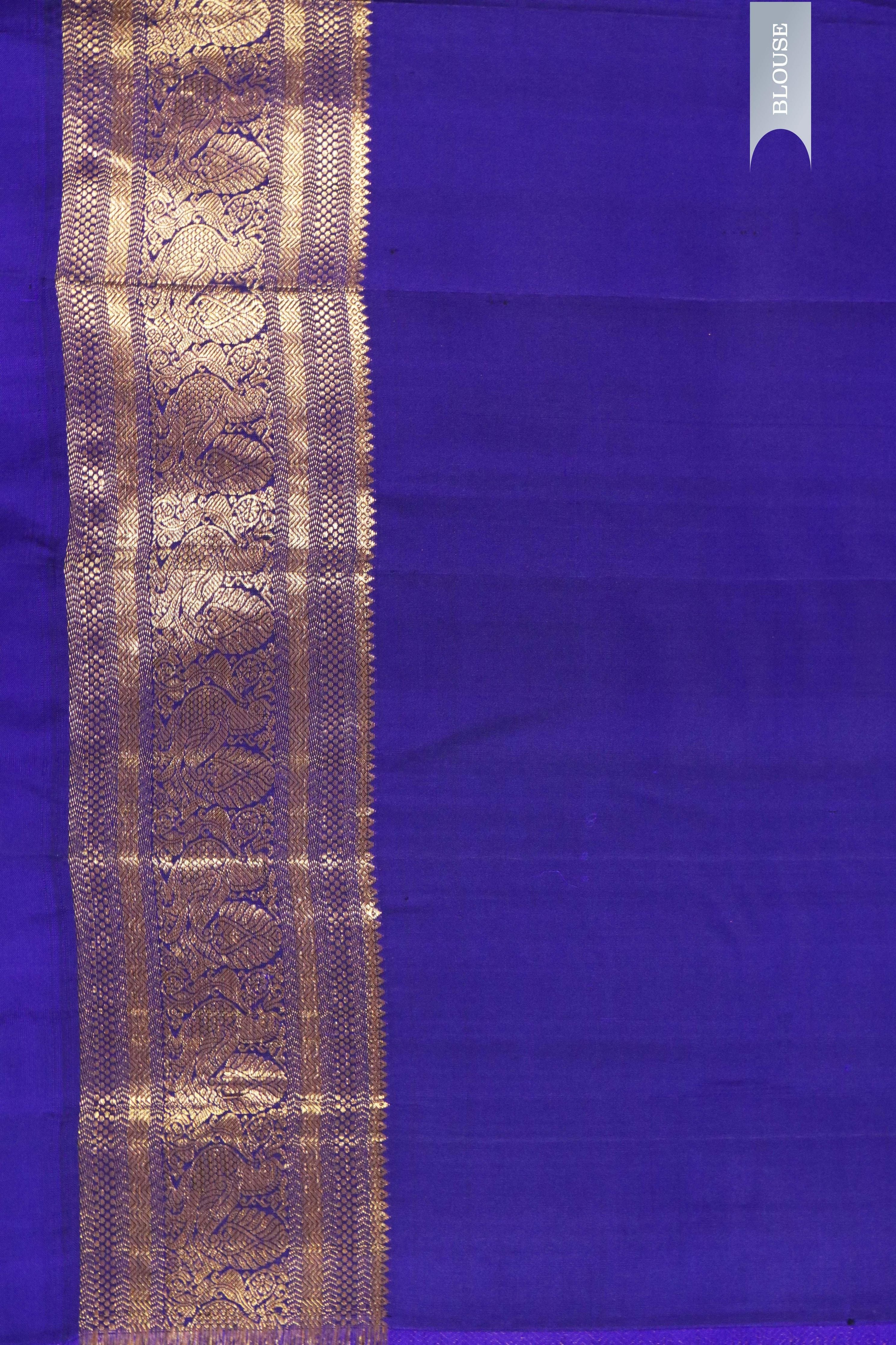 Ink Blue Kanchivaram Silk Saree with Zari Border - Mokshaa