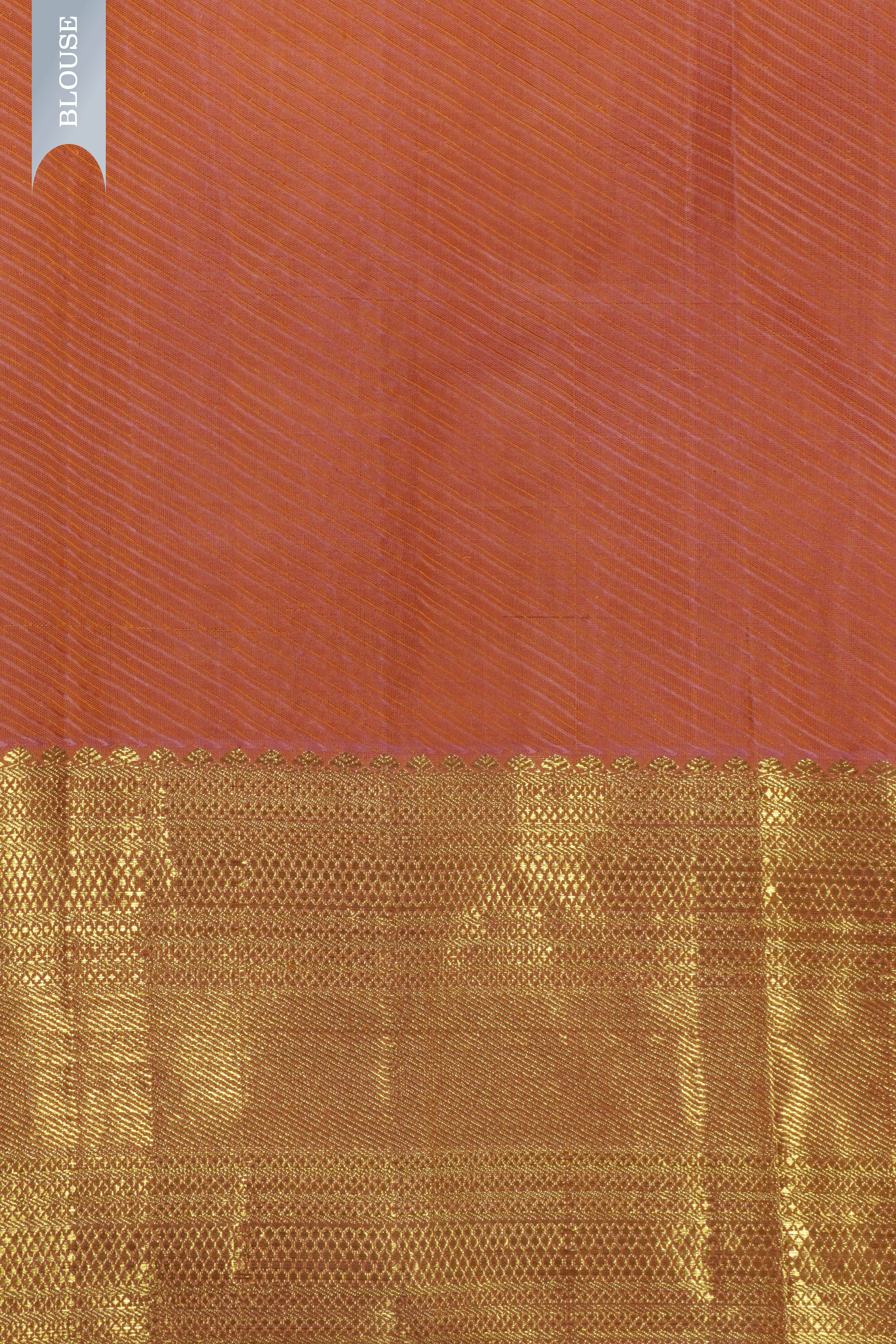 Dark Peach Kanchivaram Silk Saree with Golden Zari Weaving