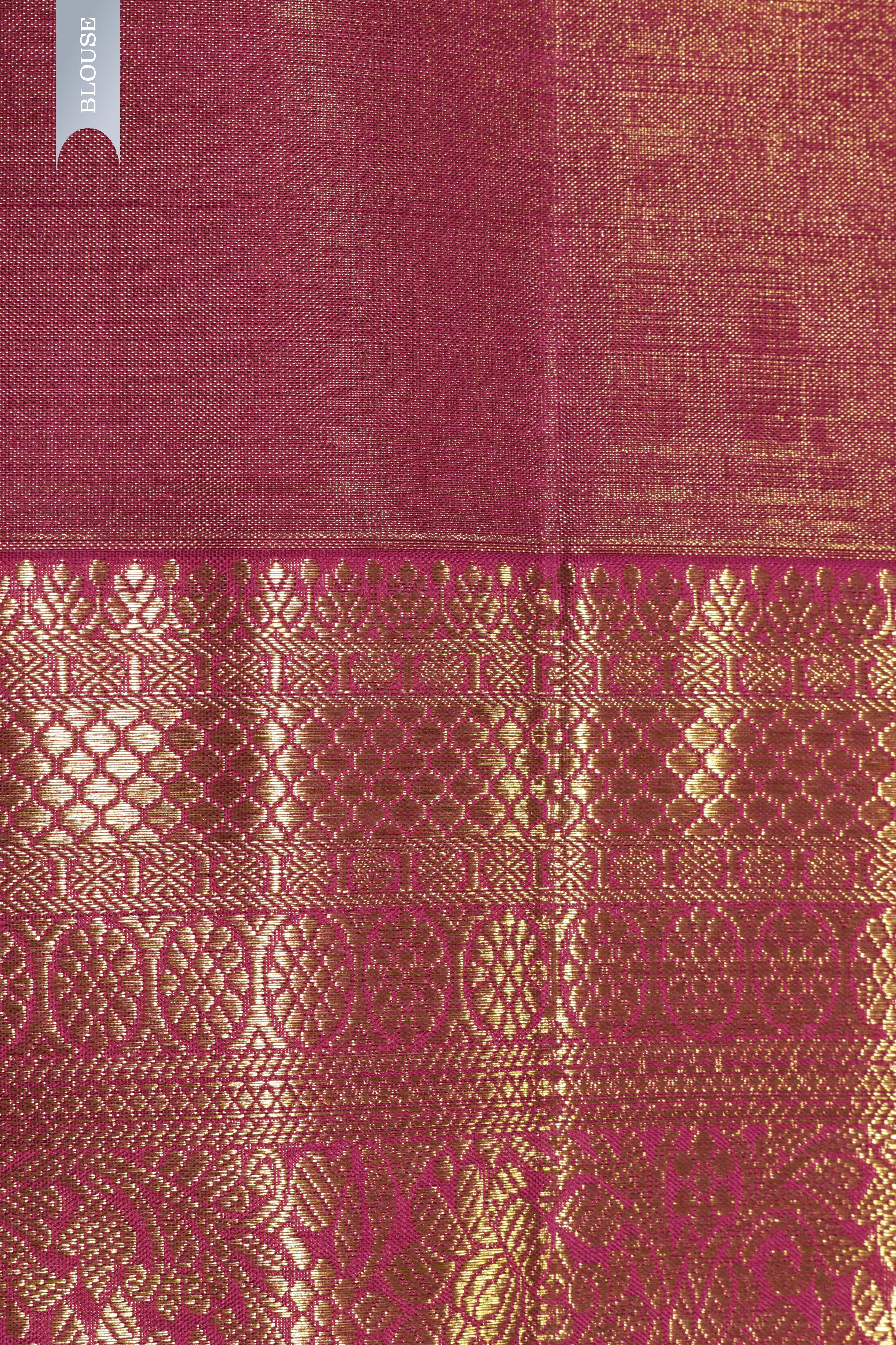Dusty Gold Kanchivaram Silk Saree with Pink Border