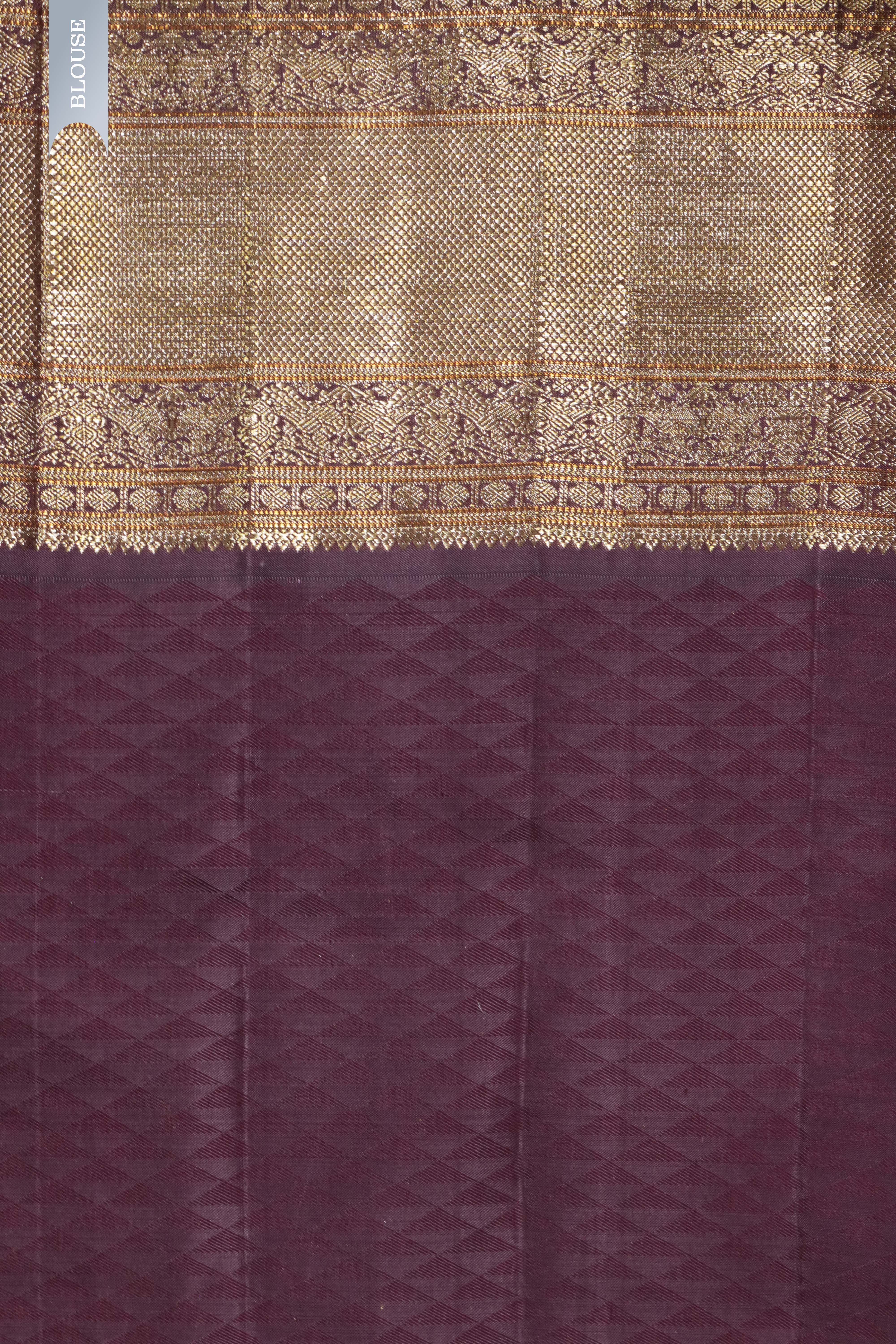 Beige Kanchivaram Silk Saree with Zari Stripes & Contrast Maroon Pallu
