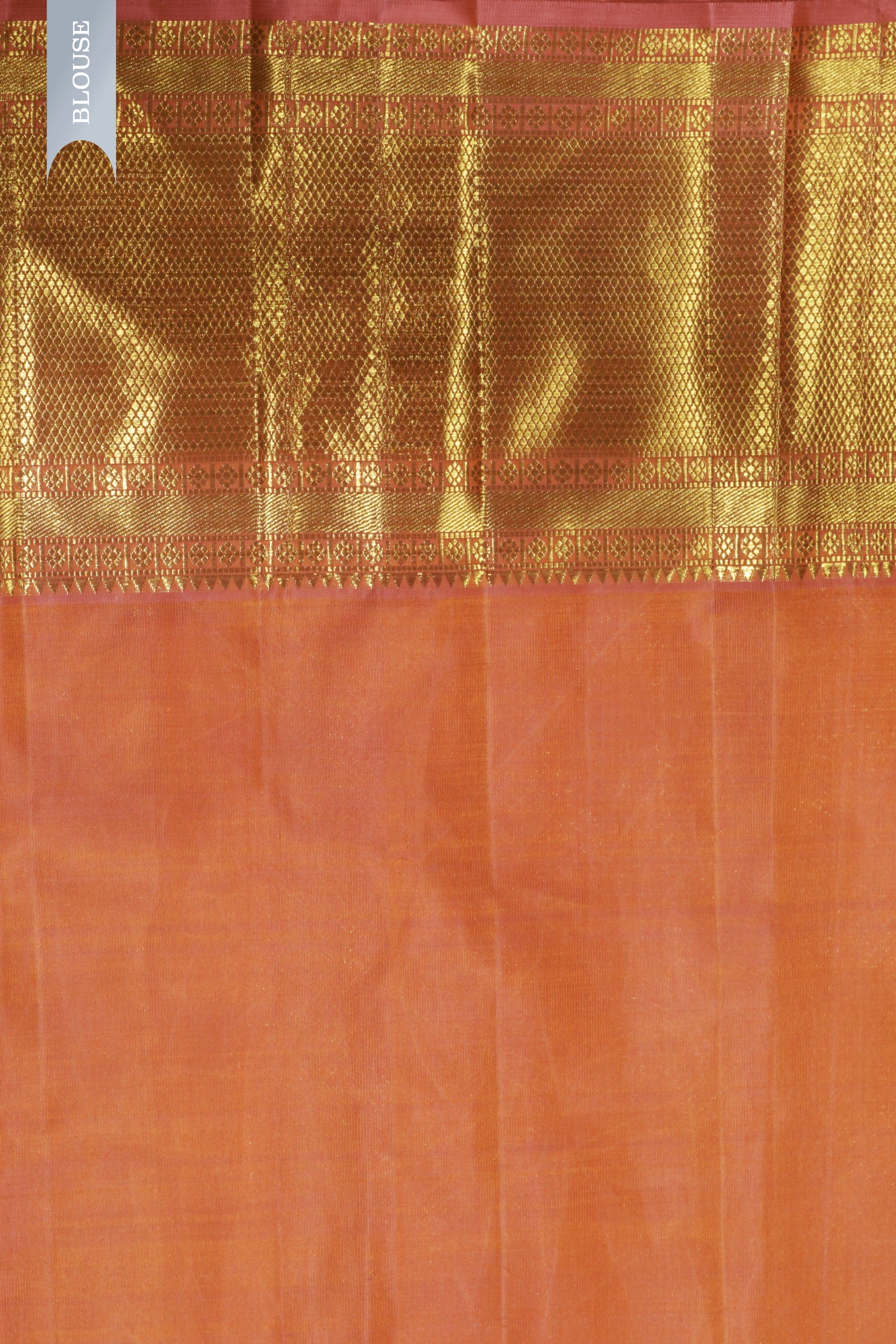 Peach Kanchivaram Silk Saree with Zari & Meena Weaving