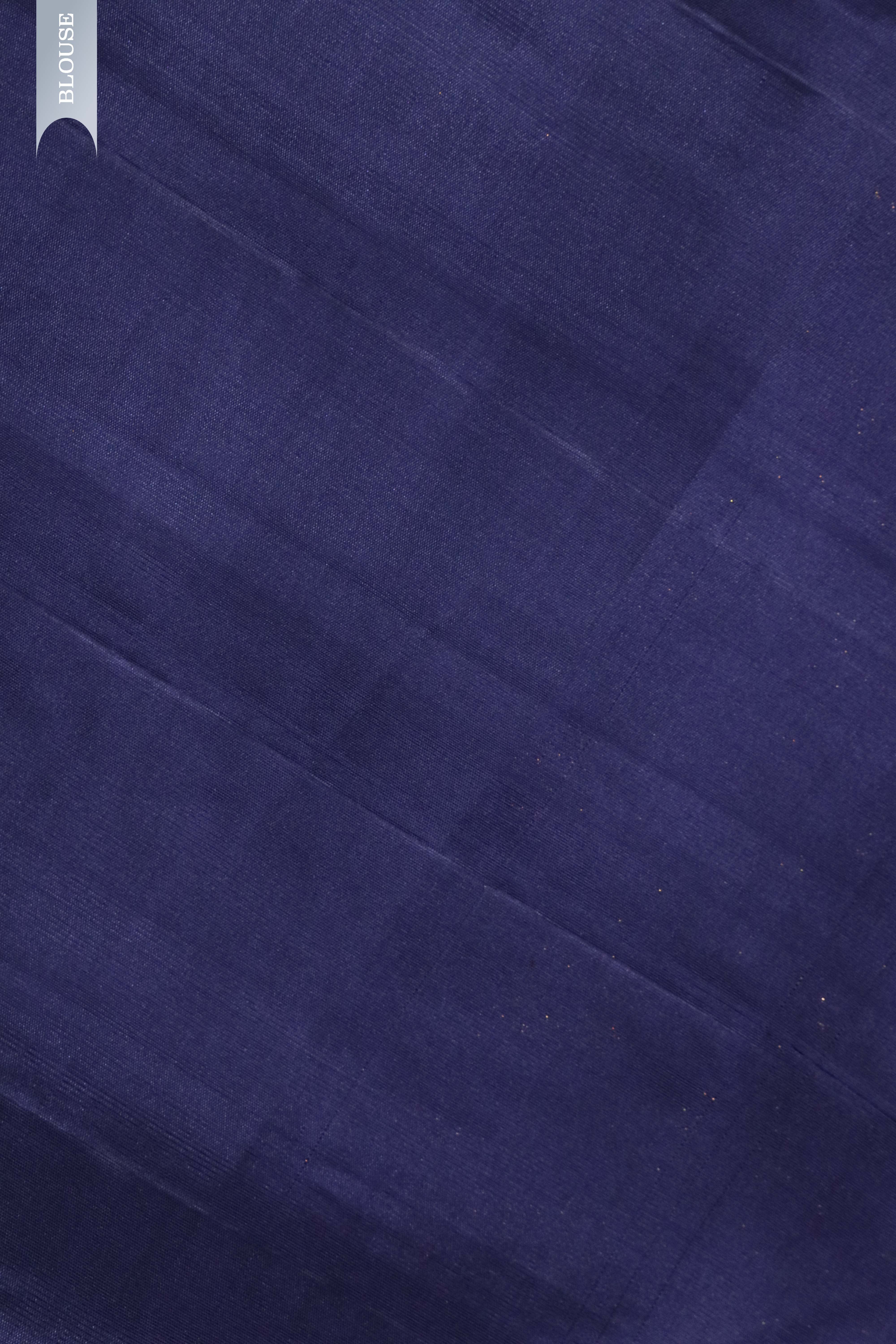 Navy Blue Kanchivaram Silk Saree with Gold Leaf Zari