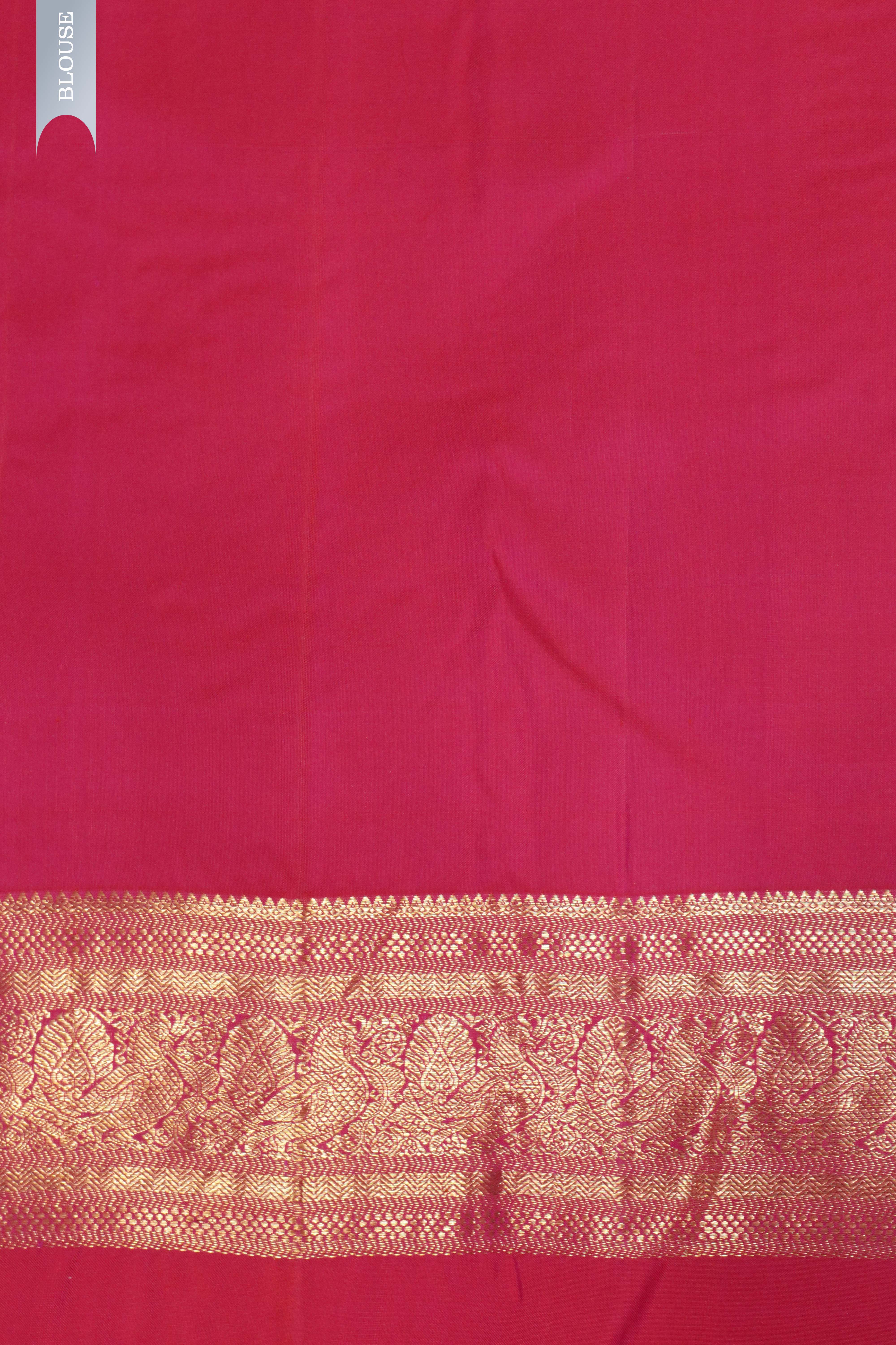 Tomato Pink Kanchivaram Silk Saree with Zari Border