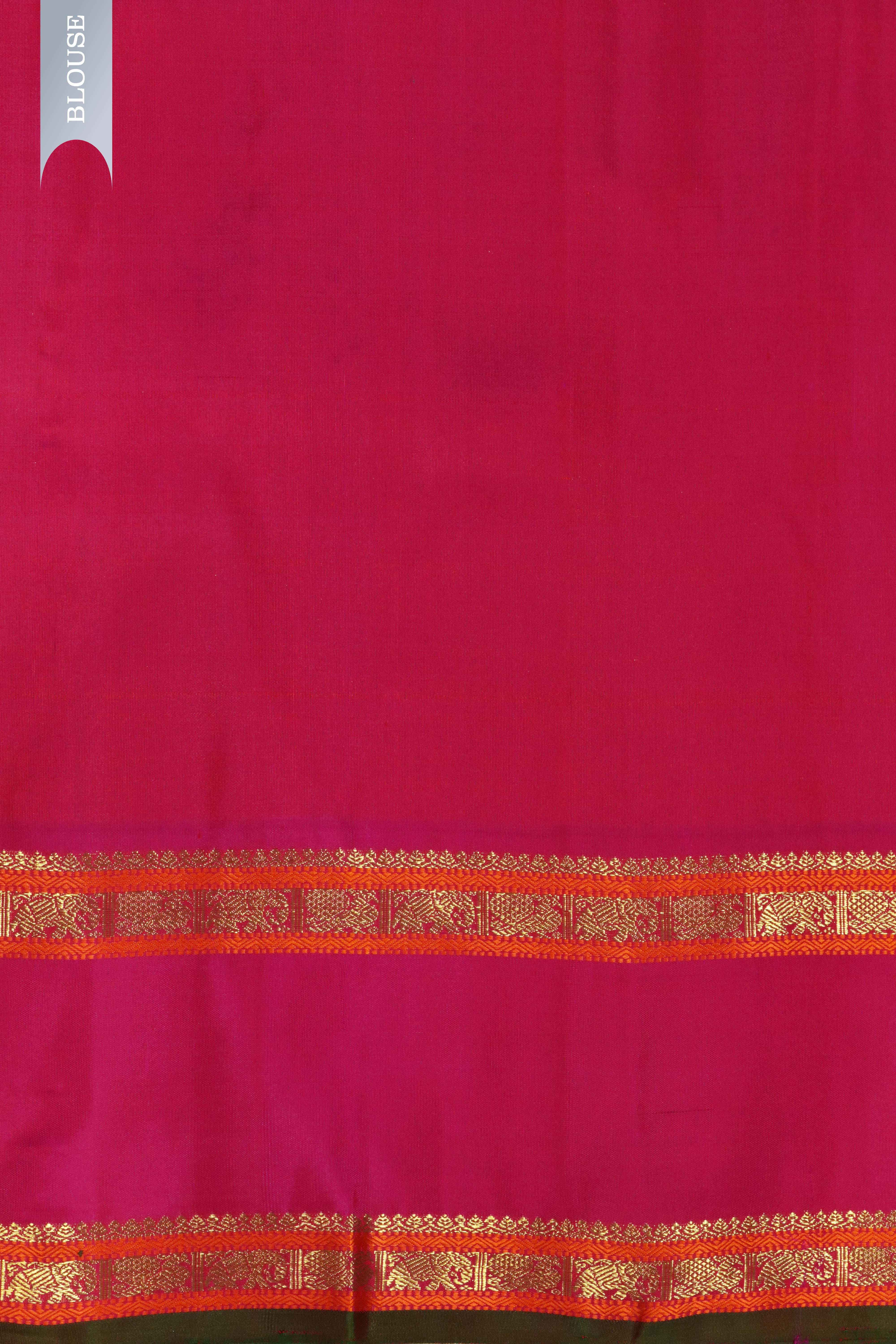 Pista Green Kanchivaram Silk Saree with Butta & Contrast Zari Border