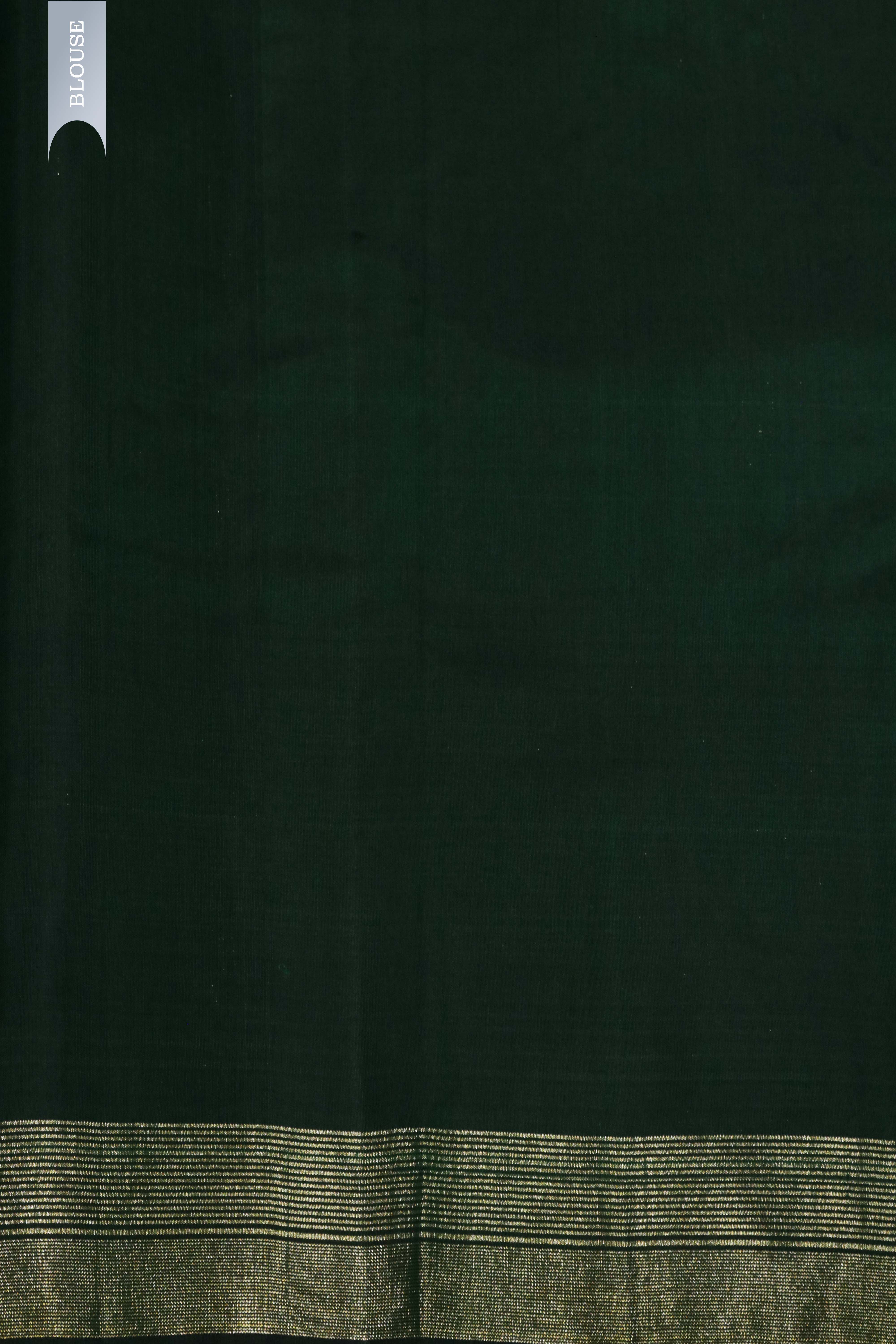 Bottle Green Kanchivaram Silk Saree with Zari Checks