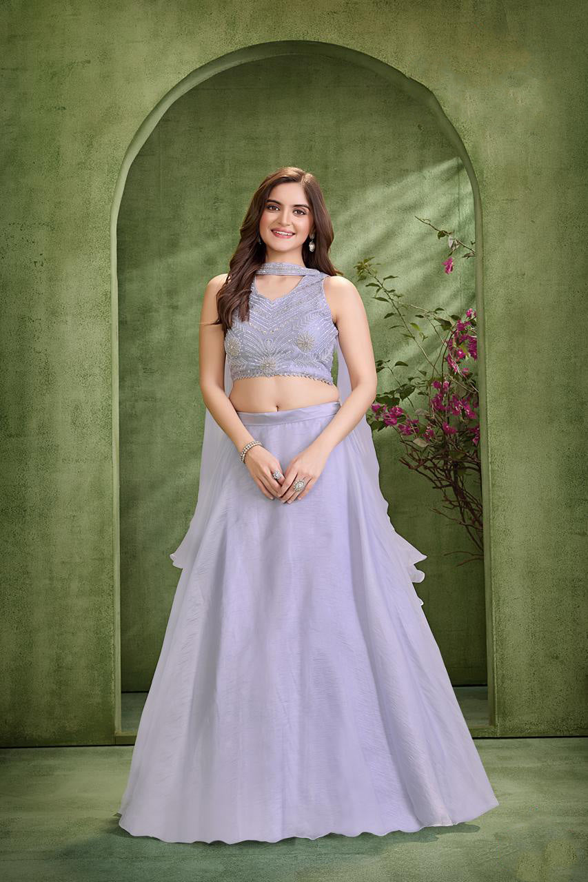 Lavender Embroidered Crop Top & Flared Lehenga Set for Girls | Buy KIDSWEAR  - GIRLS Online  Mokshaa Chennai